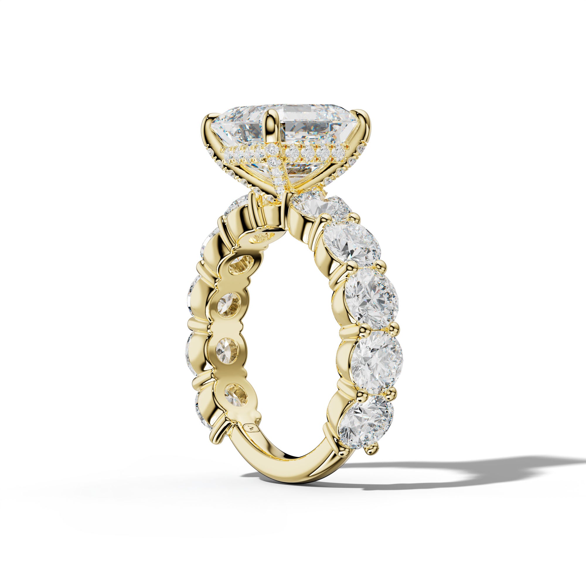 Marley Asscher Diamond Engagement Ring With Round Side Stones