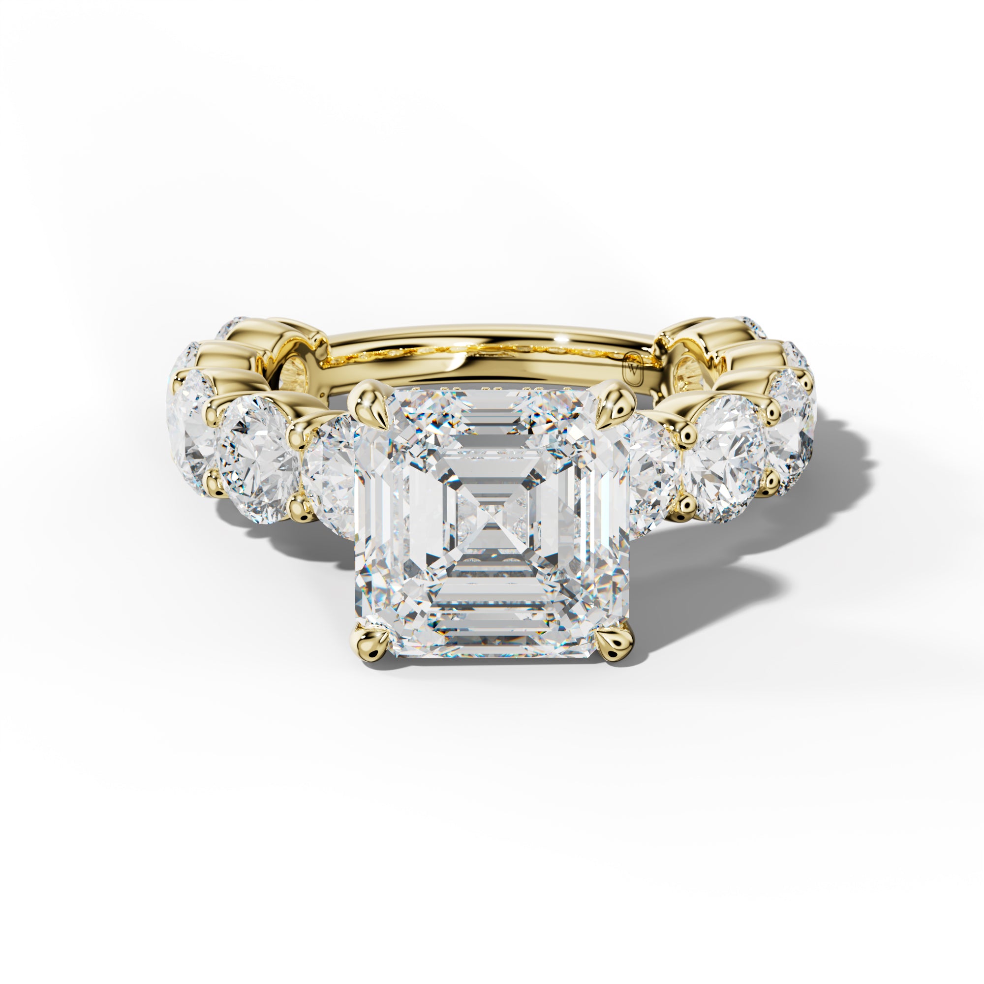 Marley Asscher Diamond Engagement Ring With Round Side Stones