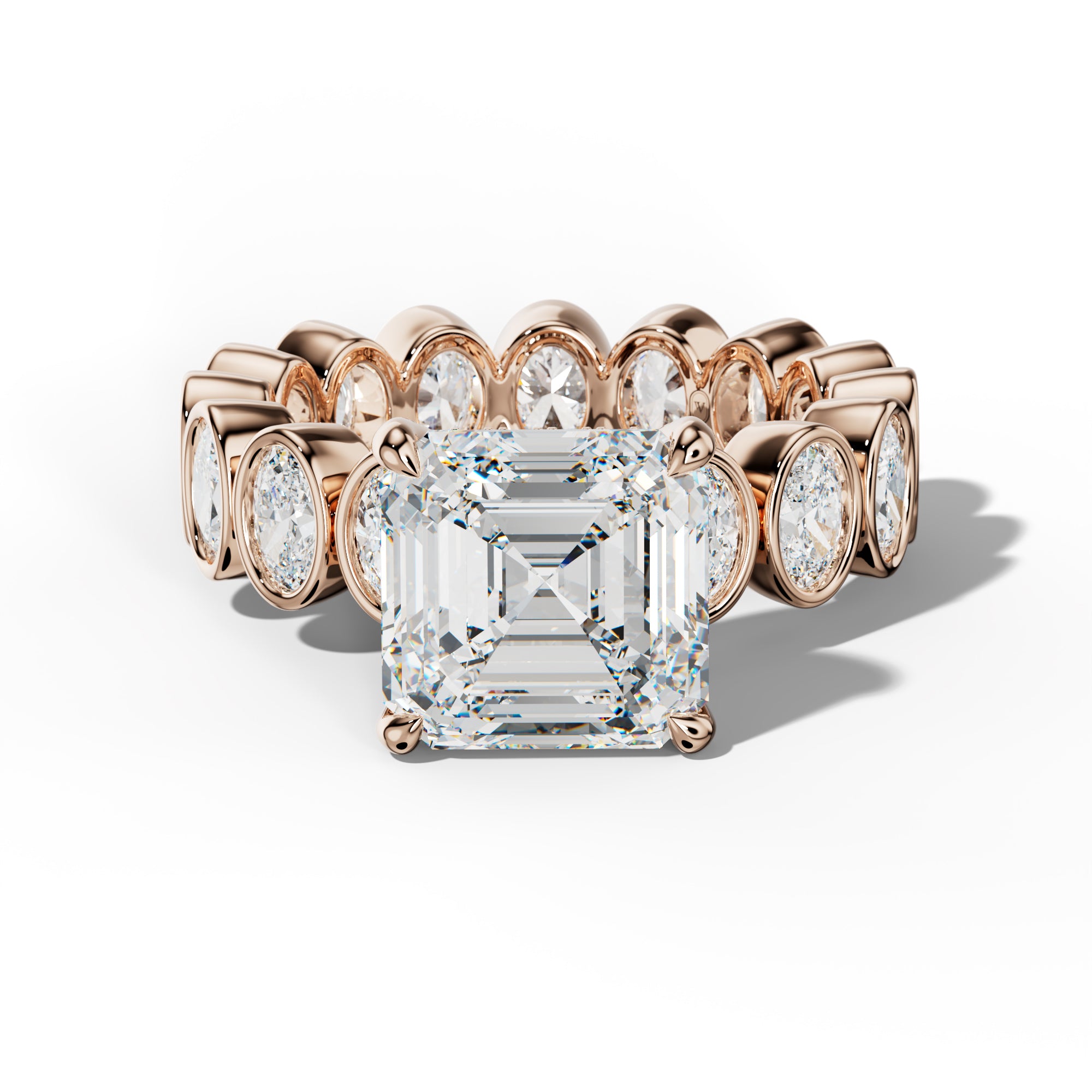 Brielle Asscher Diamond Engagement Ring With Oval Side Stones