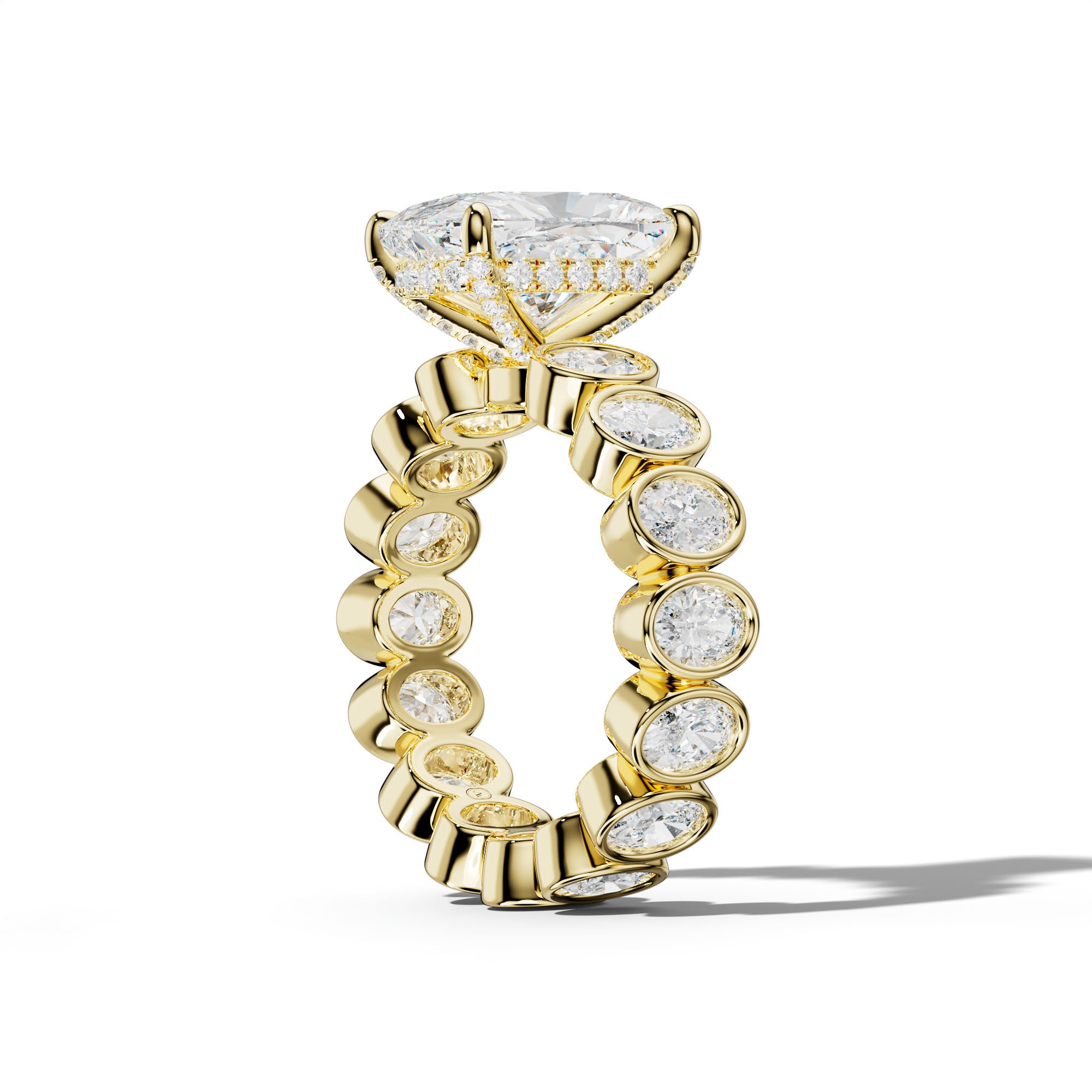 Brielle Asscher Diamond Engagement Ring With Oval Side Stones