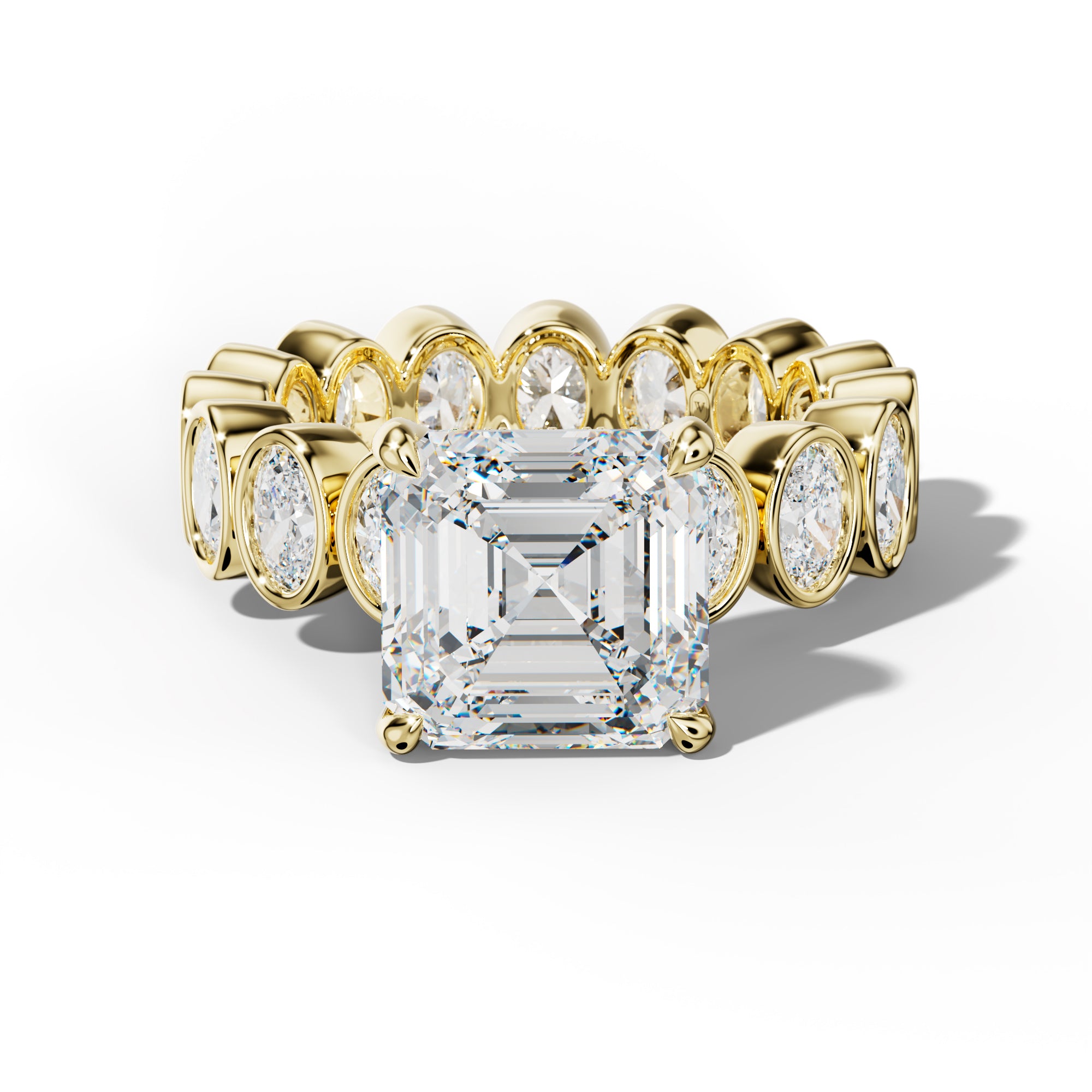 Brielle Asscher Diamond Engagement Ring With Oval Side Stones