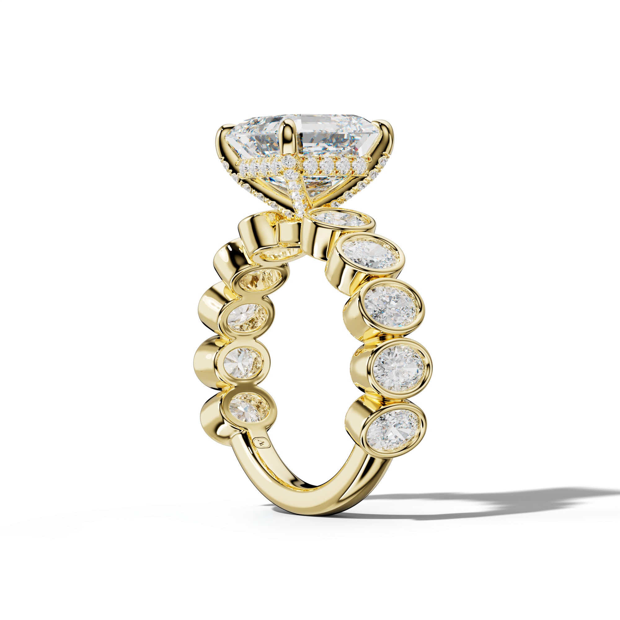 Linda Asscher Diamond Engagement Ring With Oval Side Stones