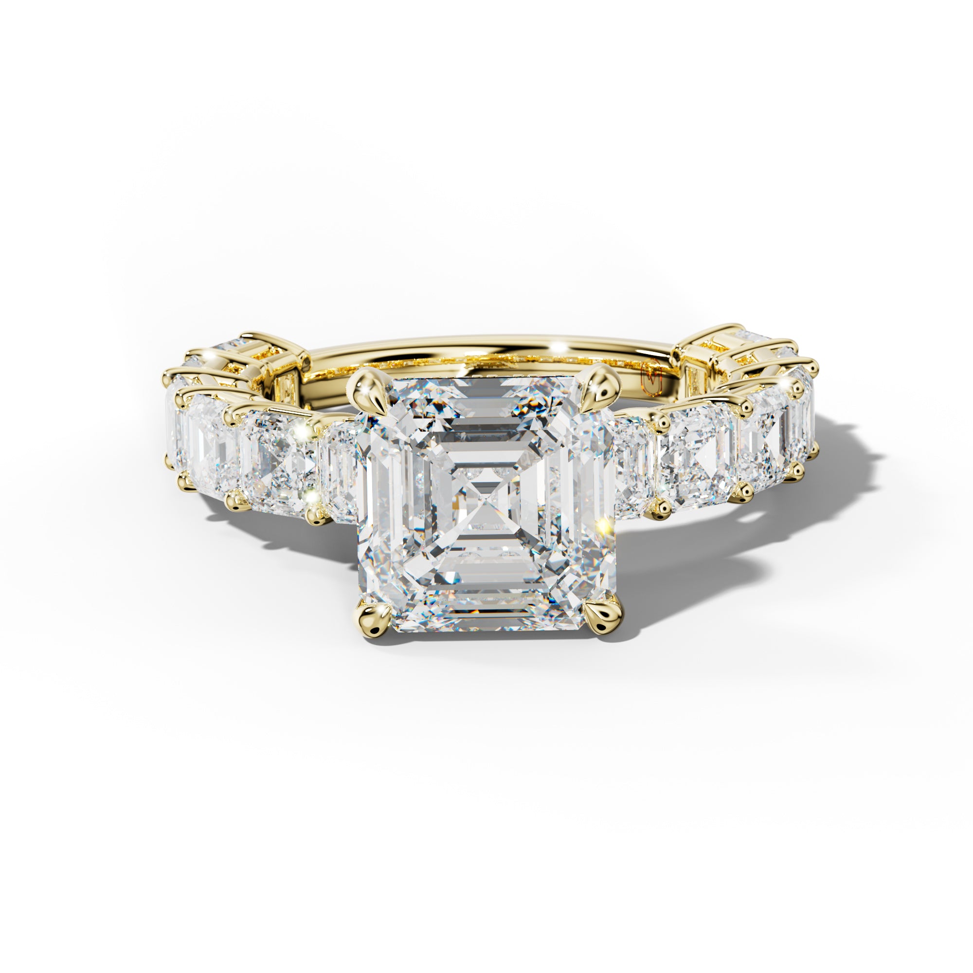 Demi Asscher Diamond Engagement Ring With Asscher Side Stones