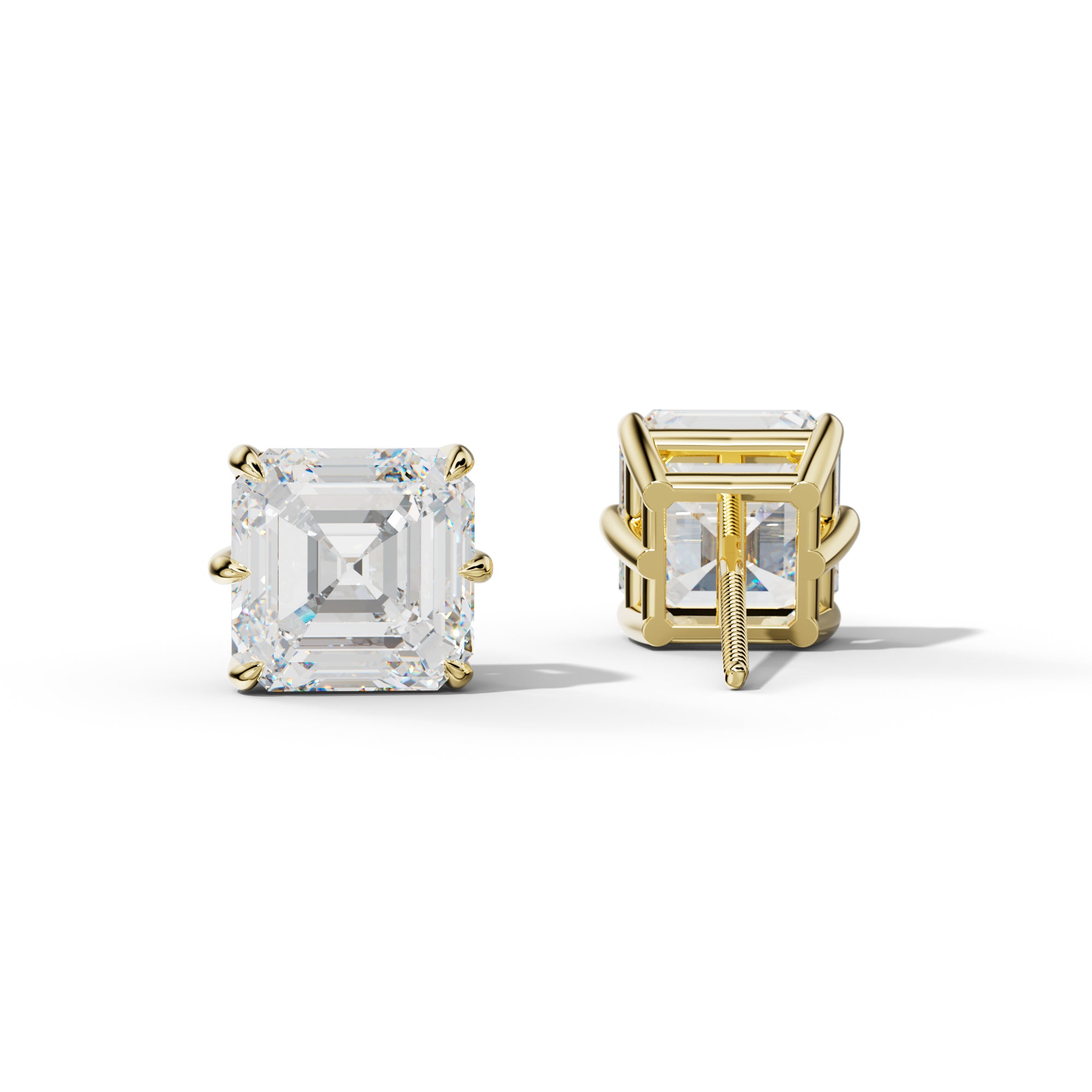 Asscher Diamond Stud Earrings With Six Prongs