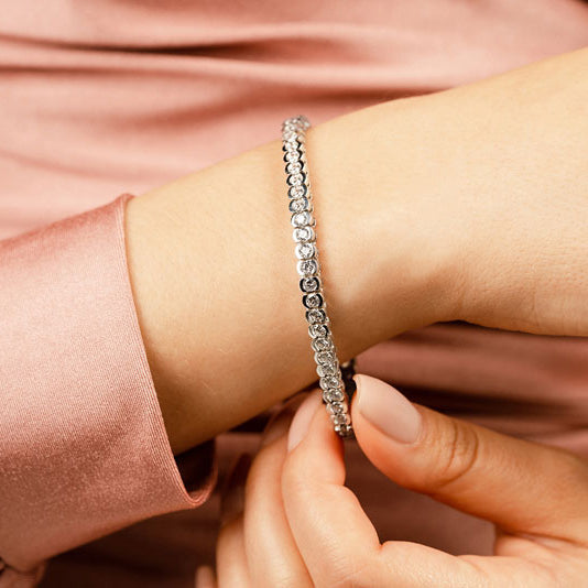 5 ct. Diamond Half Bezel Tennis Bracelet-VIRABYANI