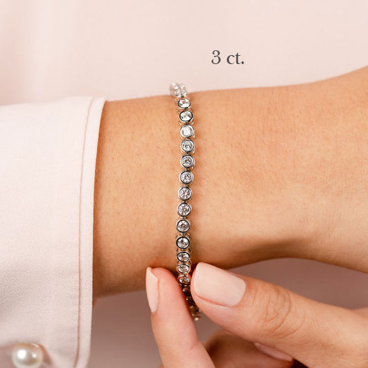 Bezel Set Round Diamond Tennis Bracelet-VIRABYANI