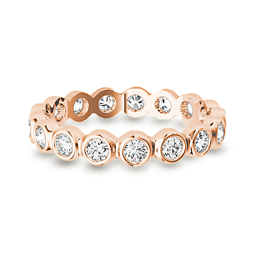 0.70 ct Round Diamond Eternity Band Bezel Set Ring-VIRABYANI