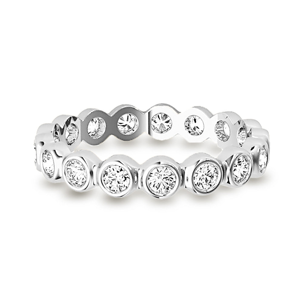 0.70 ct Round Diamond Eternity Band Bezel Set Ring-VIRABYANI