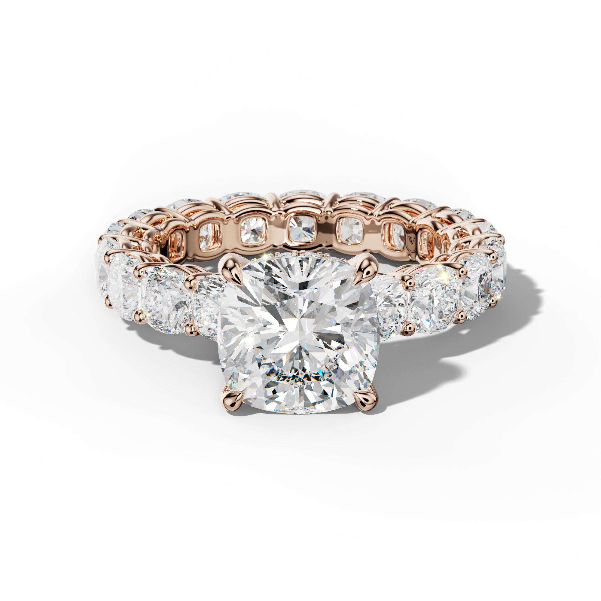 Celine Cushion Diamond Engagement Ring With Cushion Side Stones