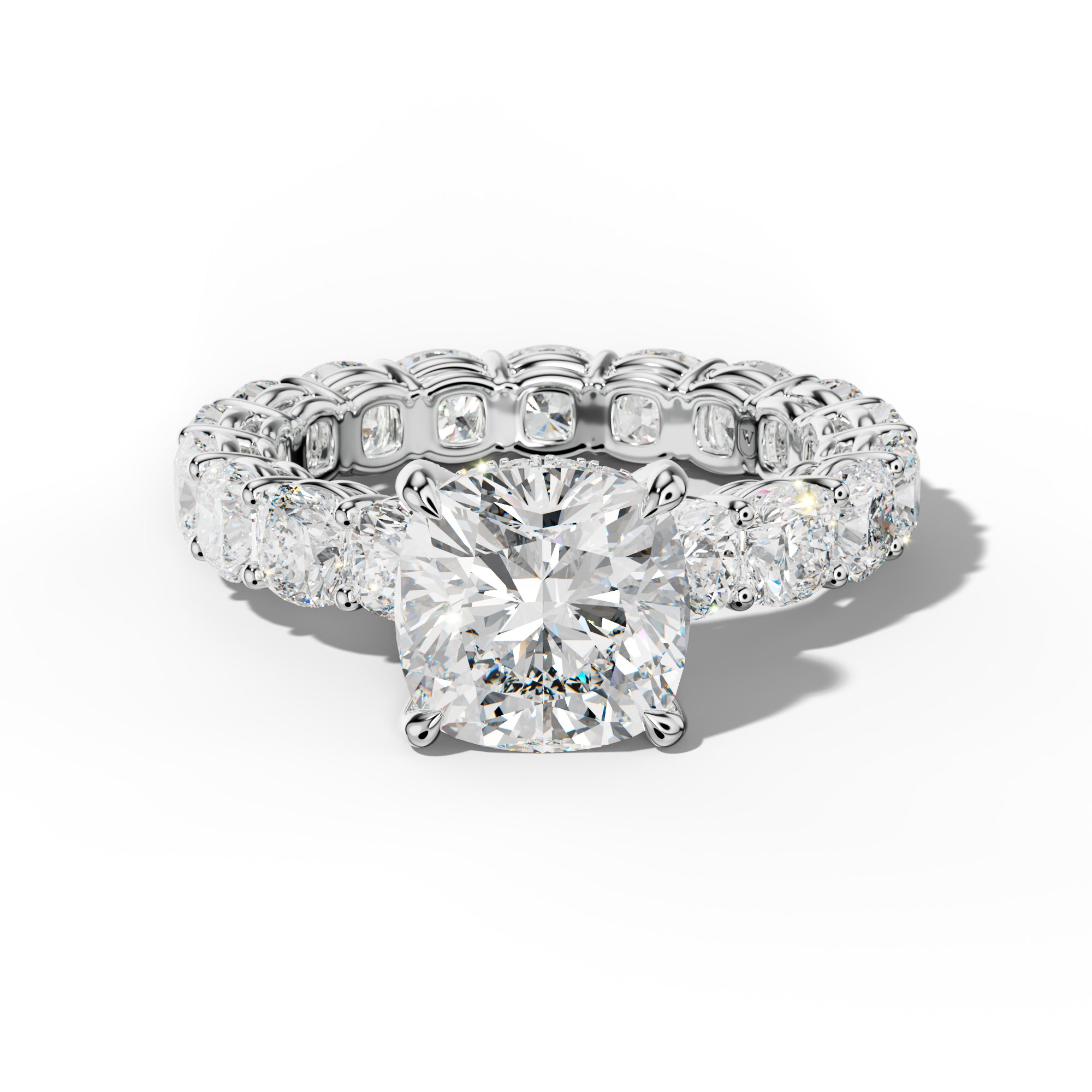 Celine Cushion Diamond Engagement Ring With Cushion Side Stones
