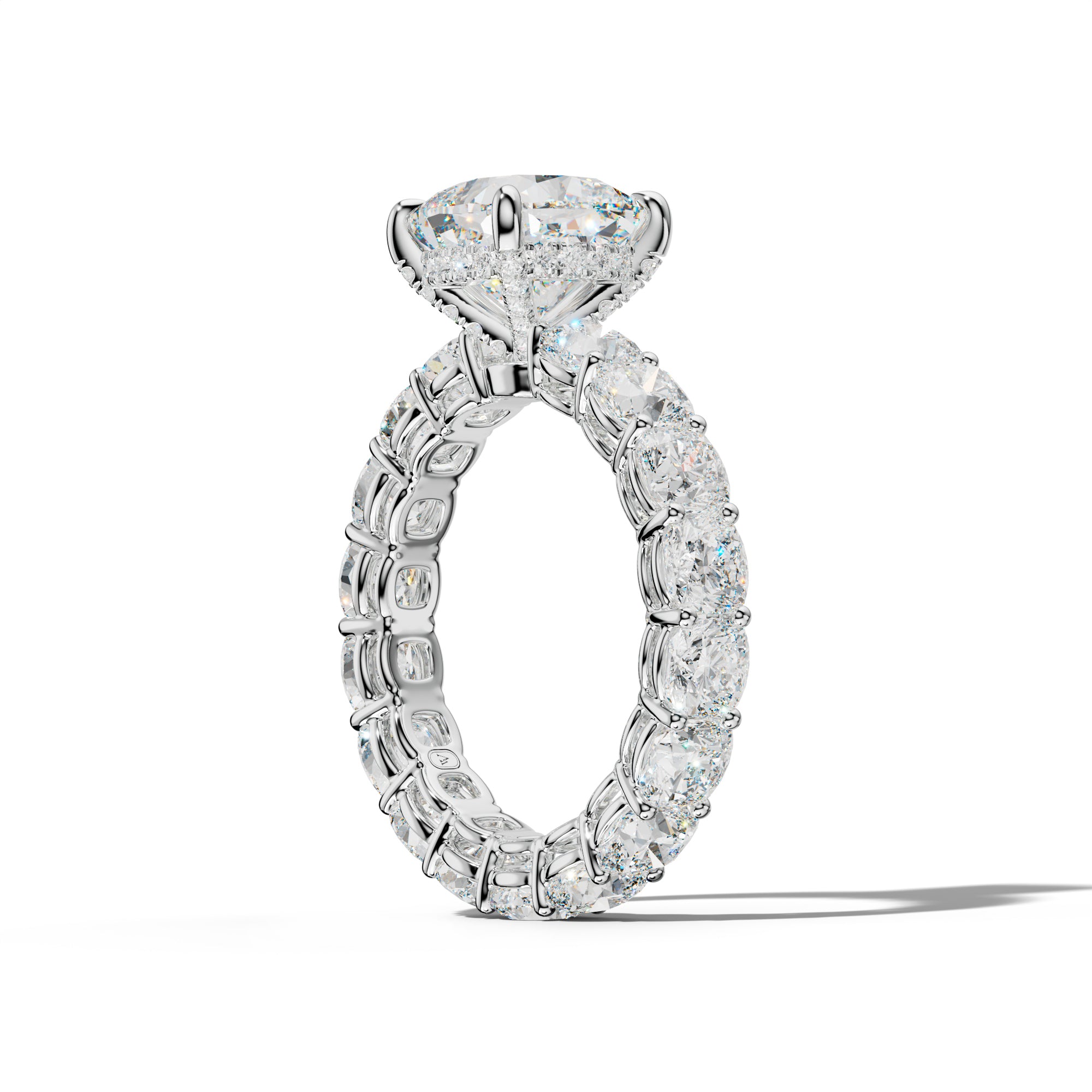 Celine Cushion Diamond Engagement Ring With Cushion Side Stones