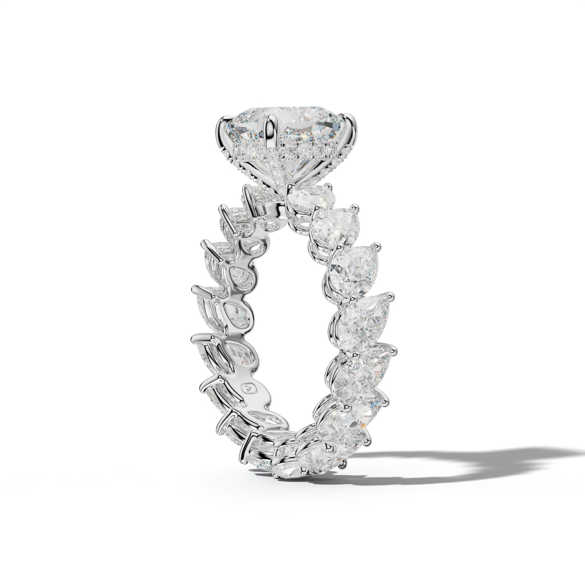 Quinn Cushion Diamond Engagement Ring With Slanted Pear Side Stones