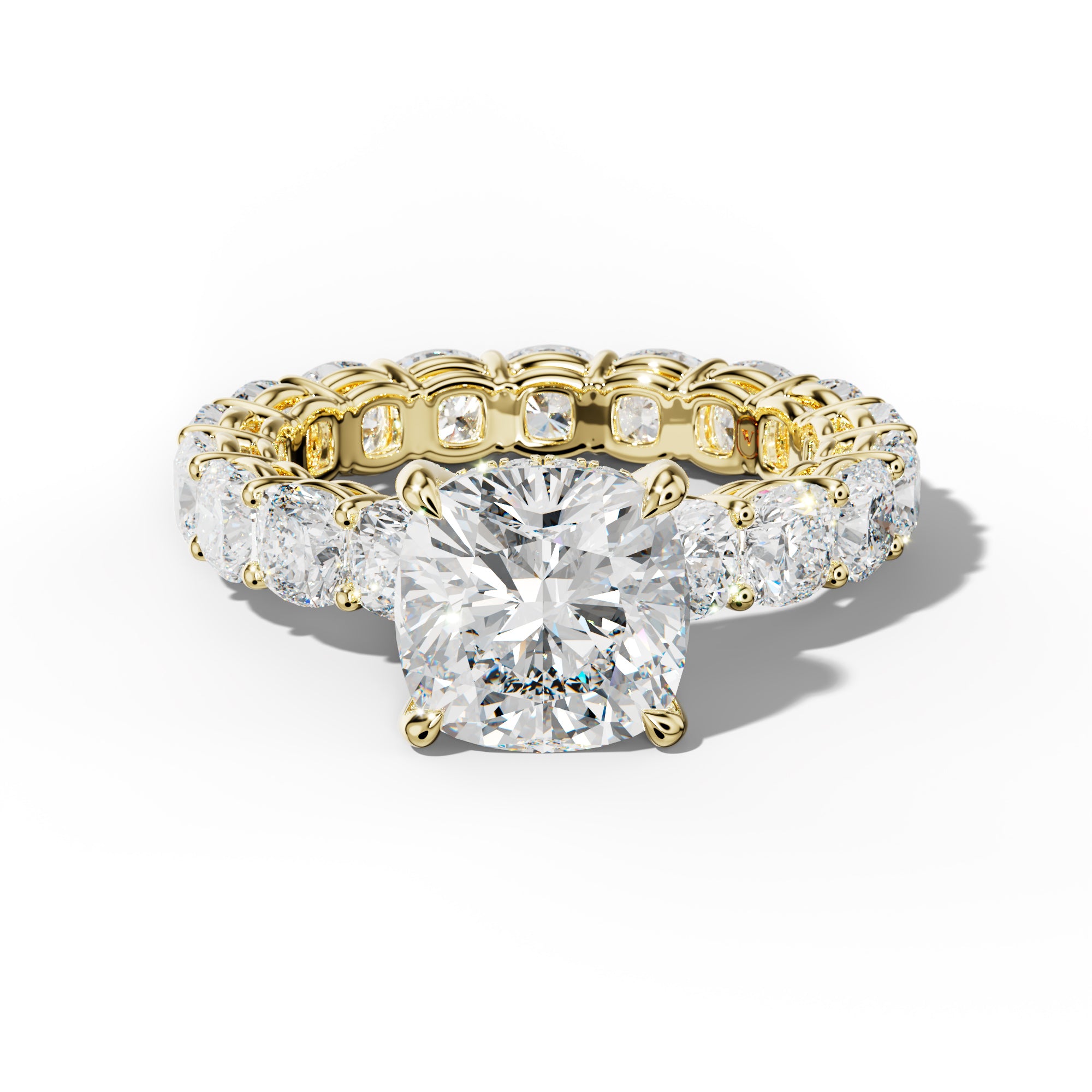 Celine Cushion Diamond Engagement Ring With Cushion Side Stones