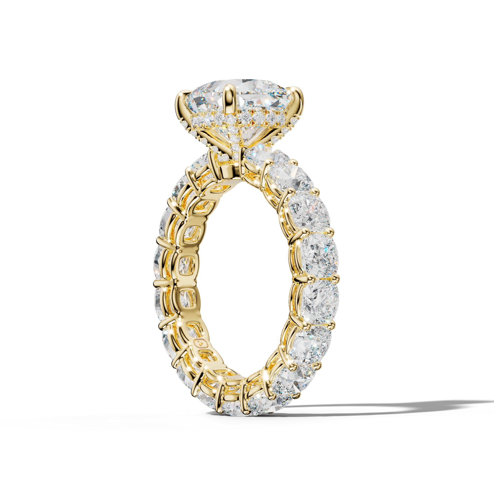 Celine Cushion Diamond Engagement Ring With Cushion Side Stones