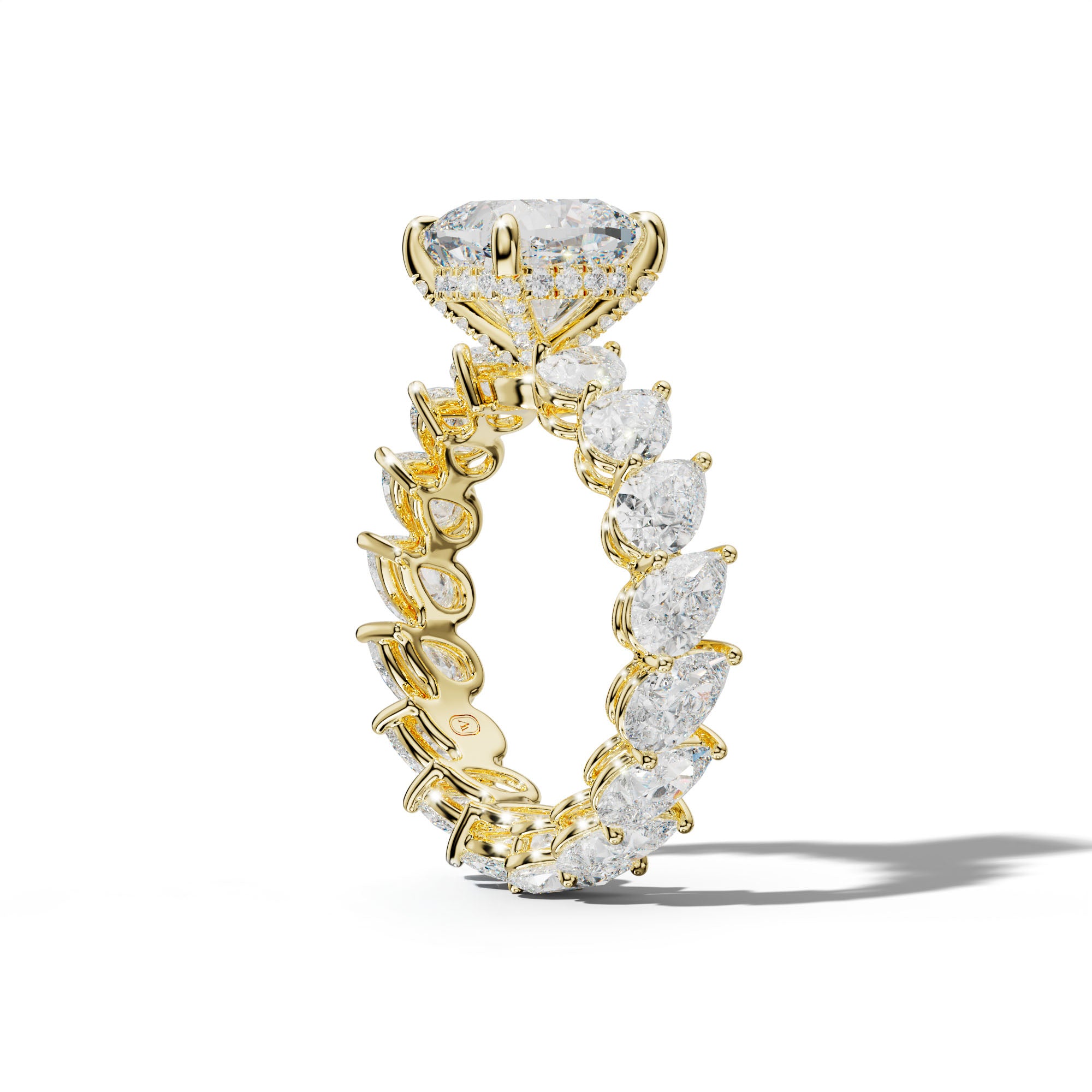 Quinn Cushion Diamond Engagement Ring With Slanted Pear Side Stones