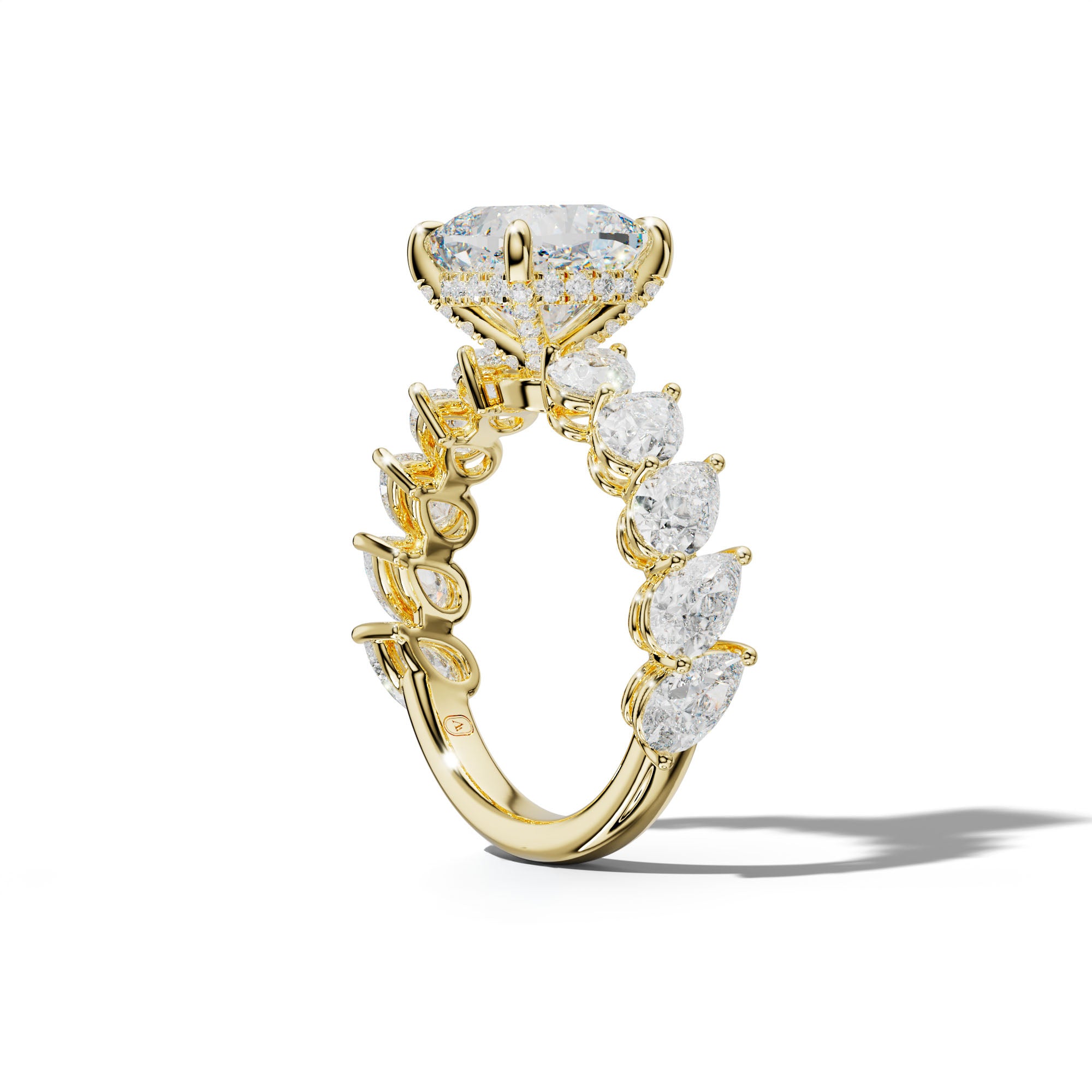 Elisabeth Cushion Diamond Engagement Ring With Slanted Pear Side Stones