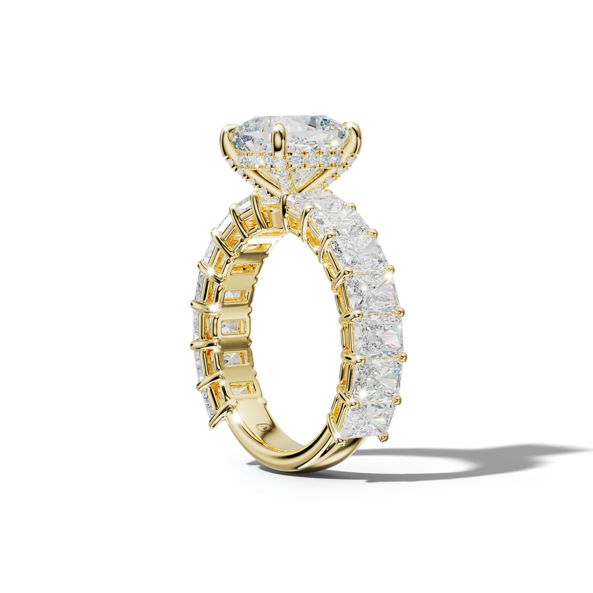 Naomi Cushion Diamond Engagement Ring With Radiant Side Stones