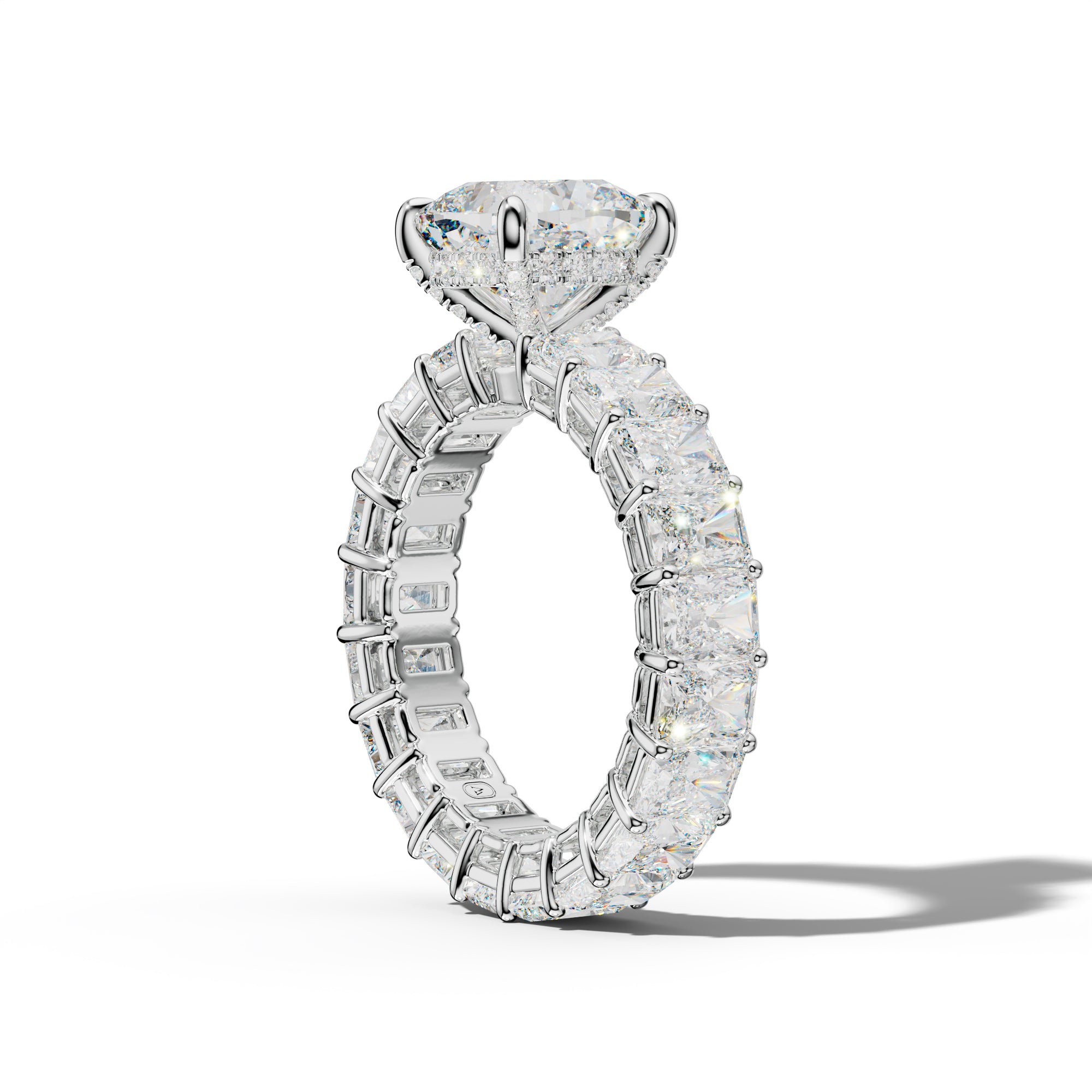 Soraya Cushion Diamond Engagement Ring With Radiant Side Stones