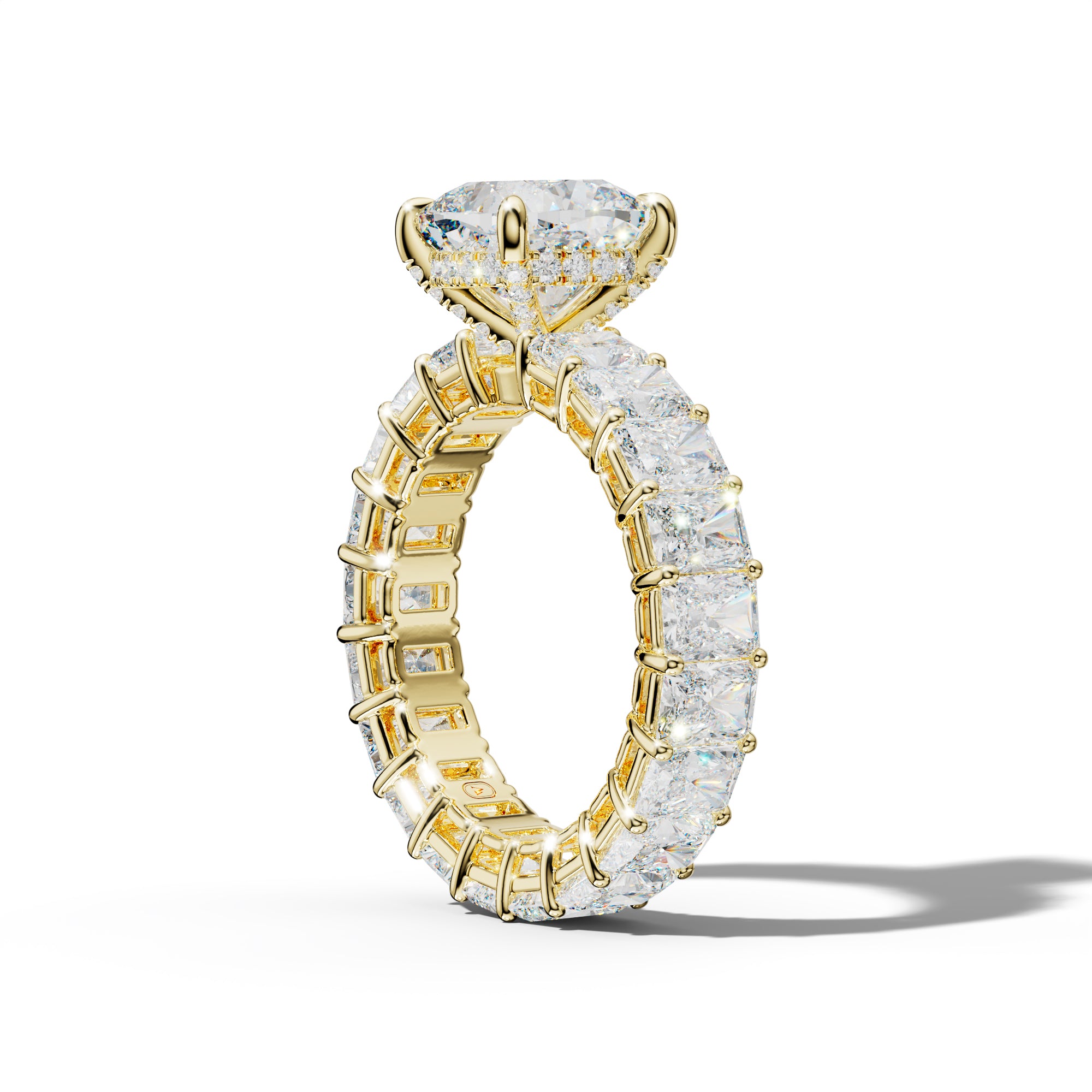 Soraya Cushion Diamond Engagement Ring With Radiant Side Stones
