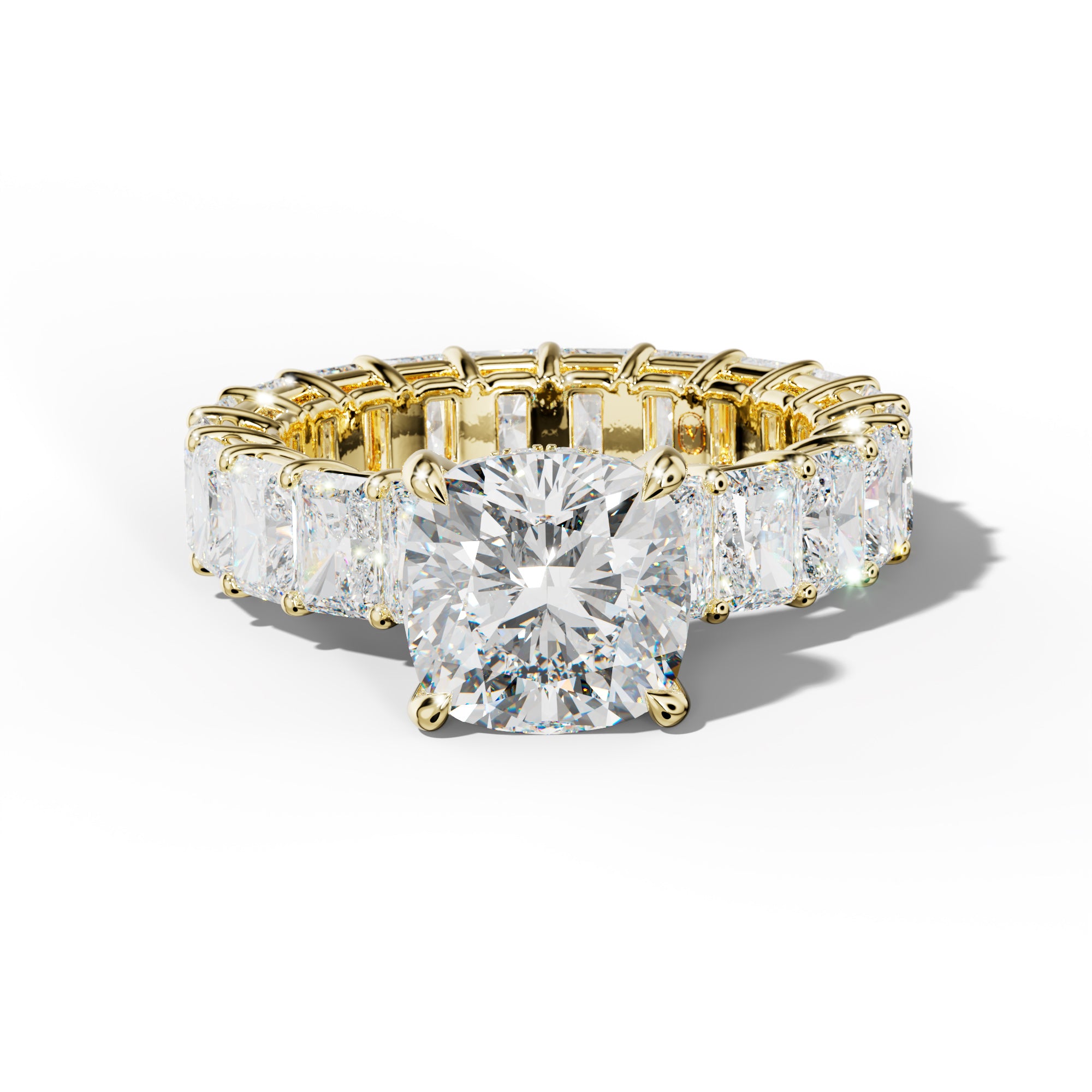 Soraya Cushion Diamond Engagement Ring With Radiant Side Stones