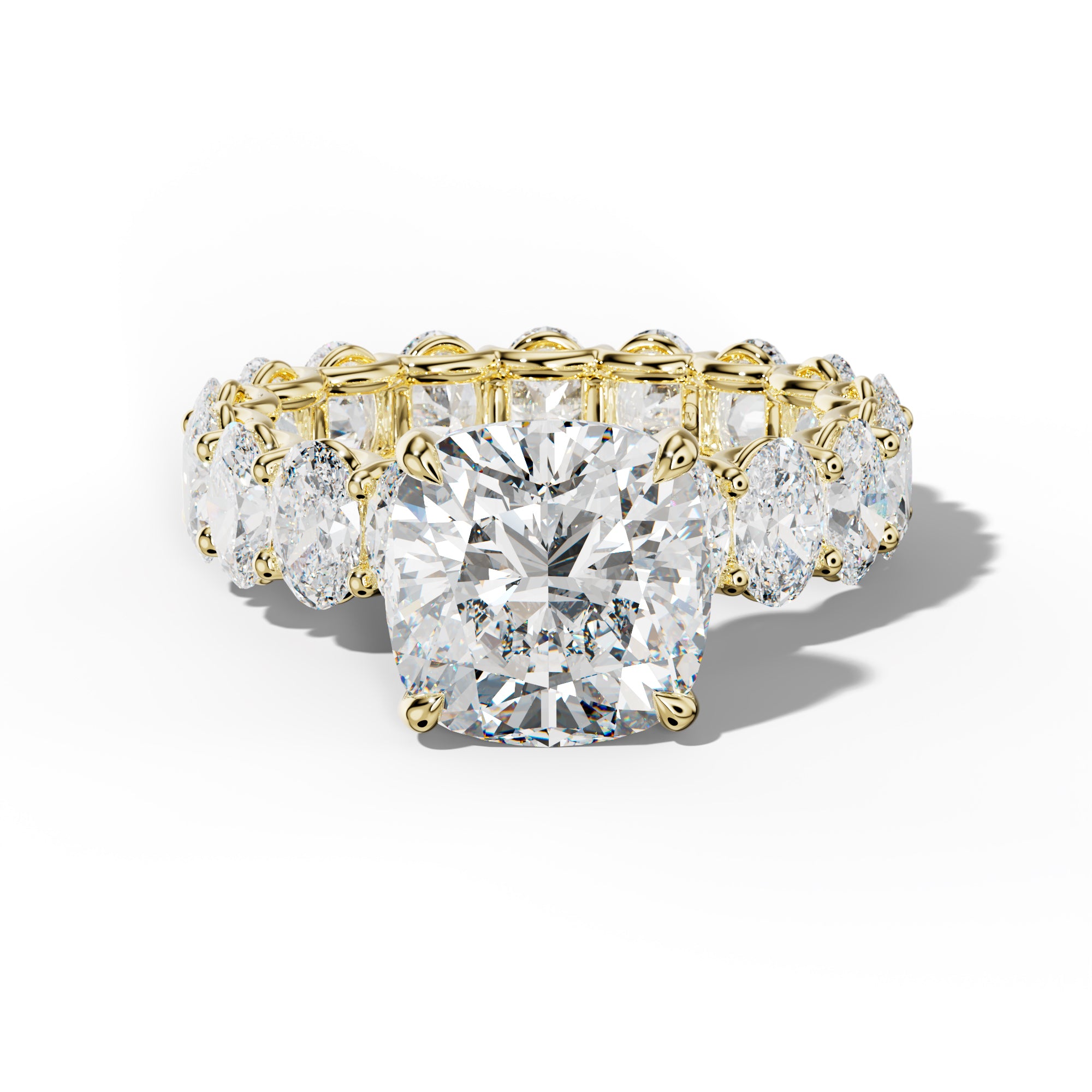 Helena Cushion Diamond Engagement Ring With Oval Side Stones