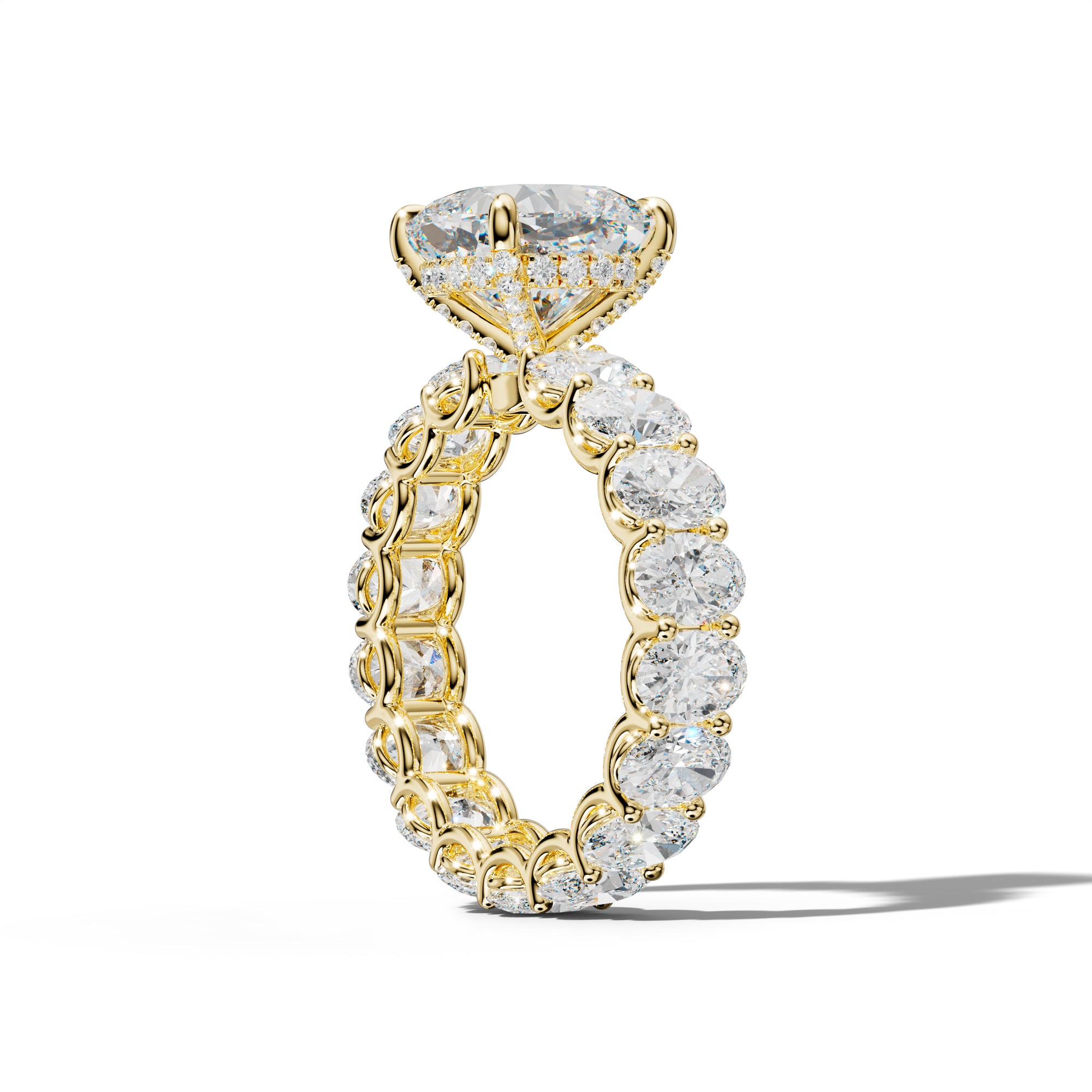 Helena Cushion Diamond Engagement Ring With Oval Side Stones