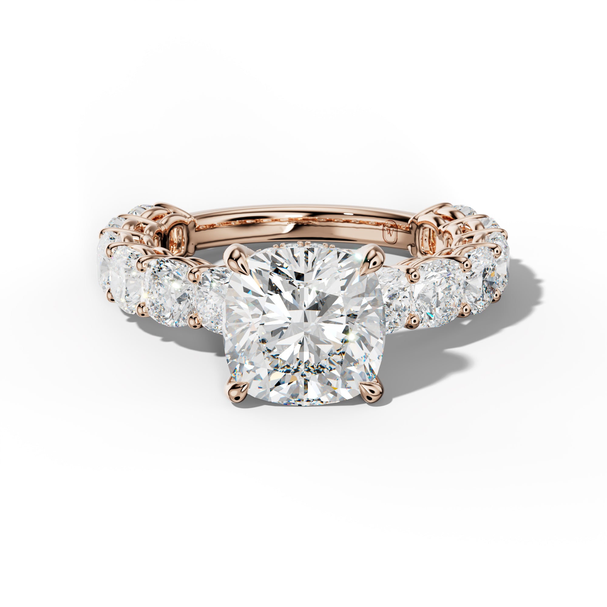Bailey Cushion Diamond Engagement Ring With Cushion Side Stones
