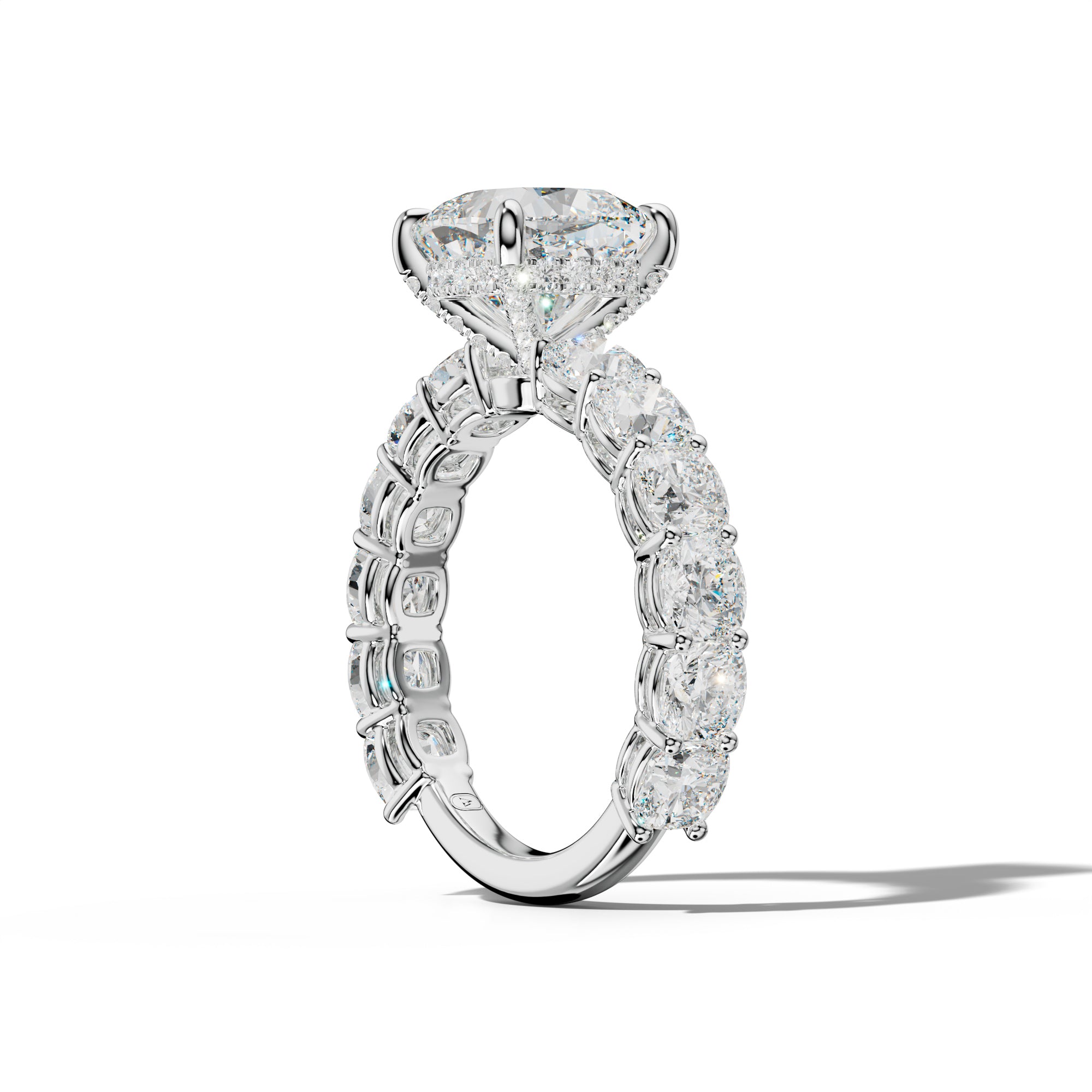 Bailey Cushion Diamond Engagement Ring With Cushion Side Stones