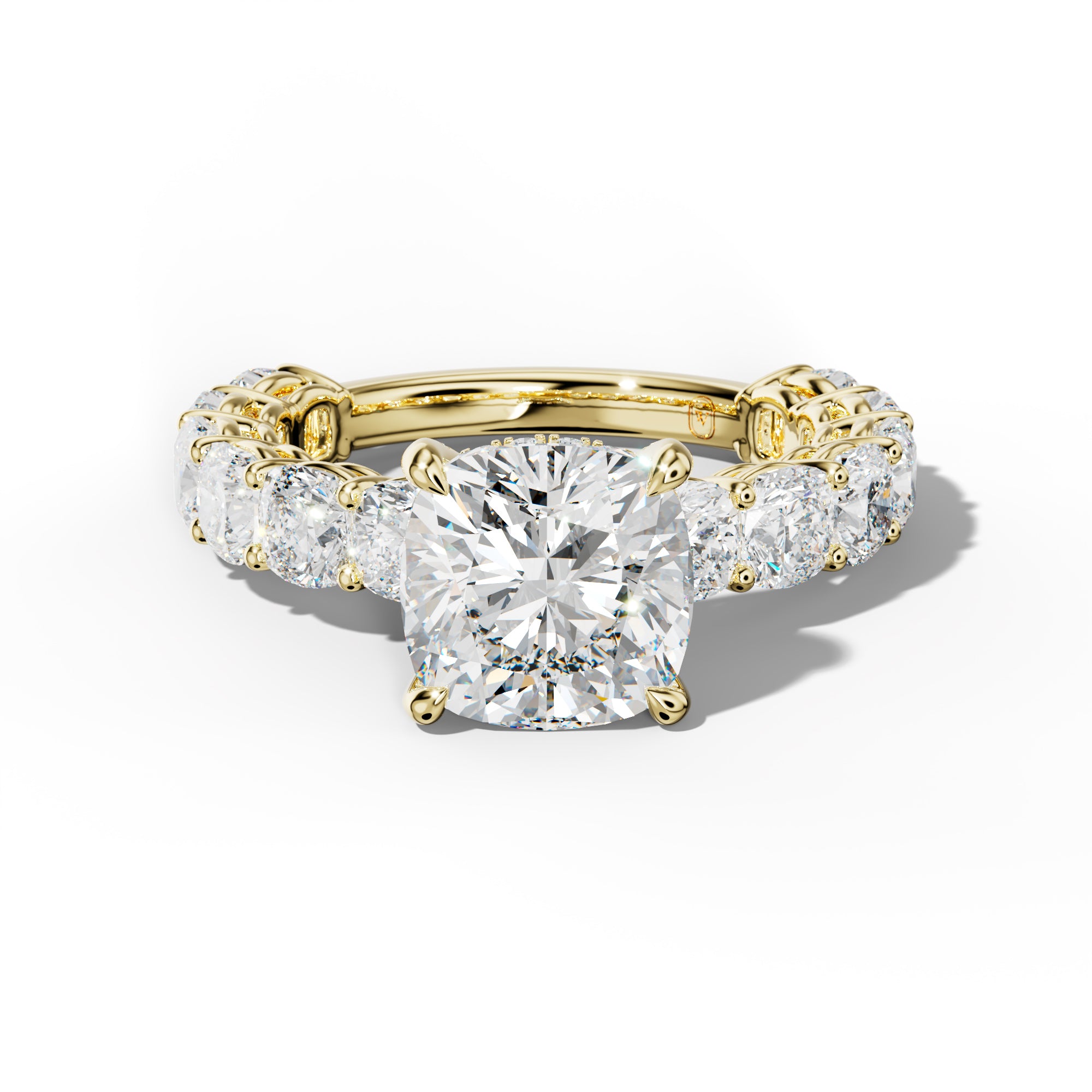 Bailey Cushion Diamond Engagement Ring With Cushion Side Stones