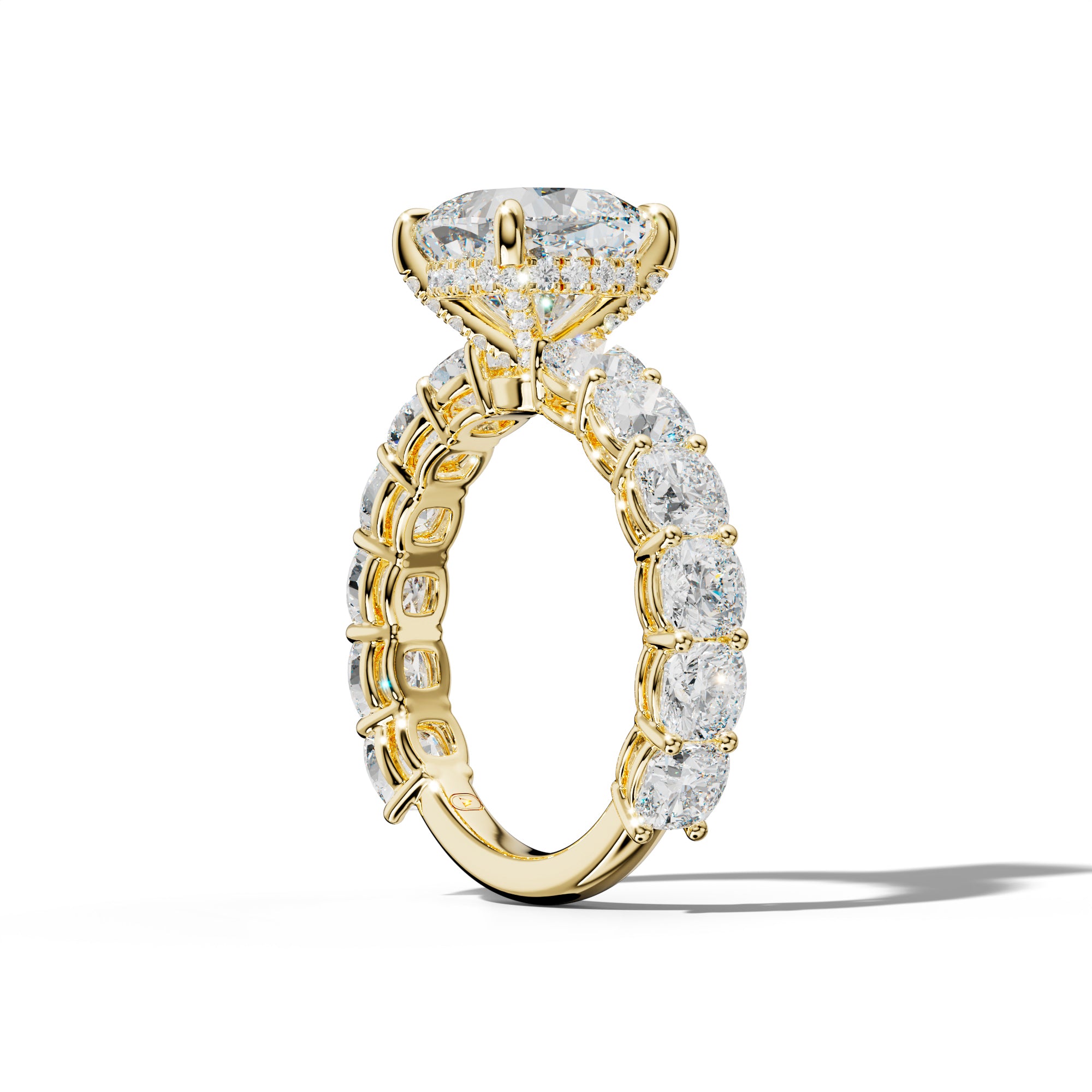 Bailey Cushion Diamond Engagement Ring With Cushion Side Stones