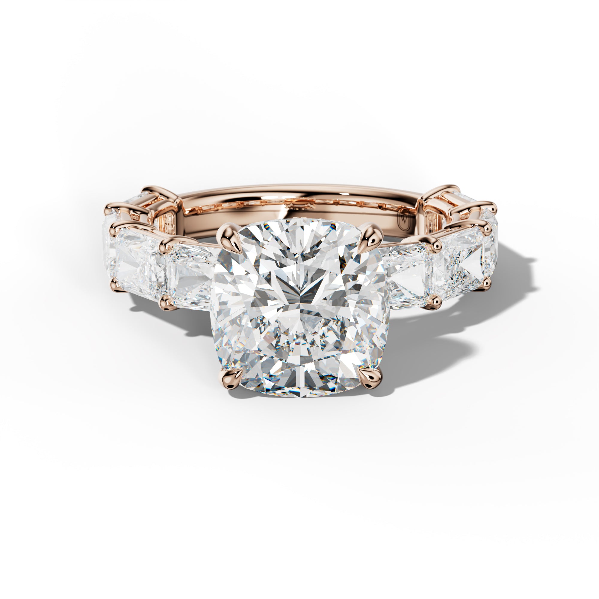 Raelynn Cushion Diamond Engagement Ring With East West Radiant Side Stones