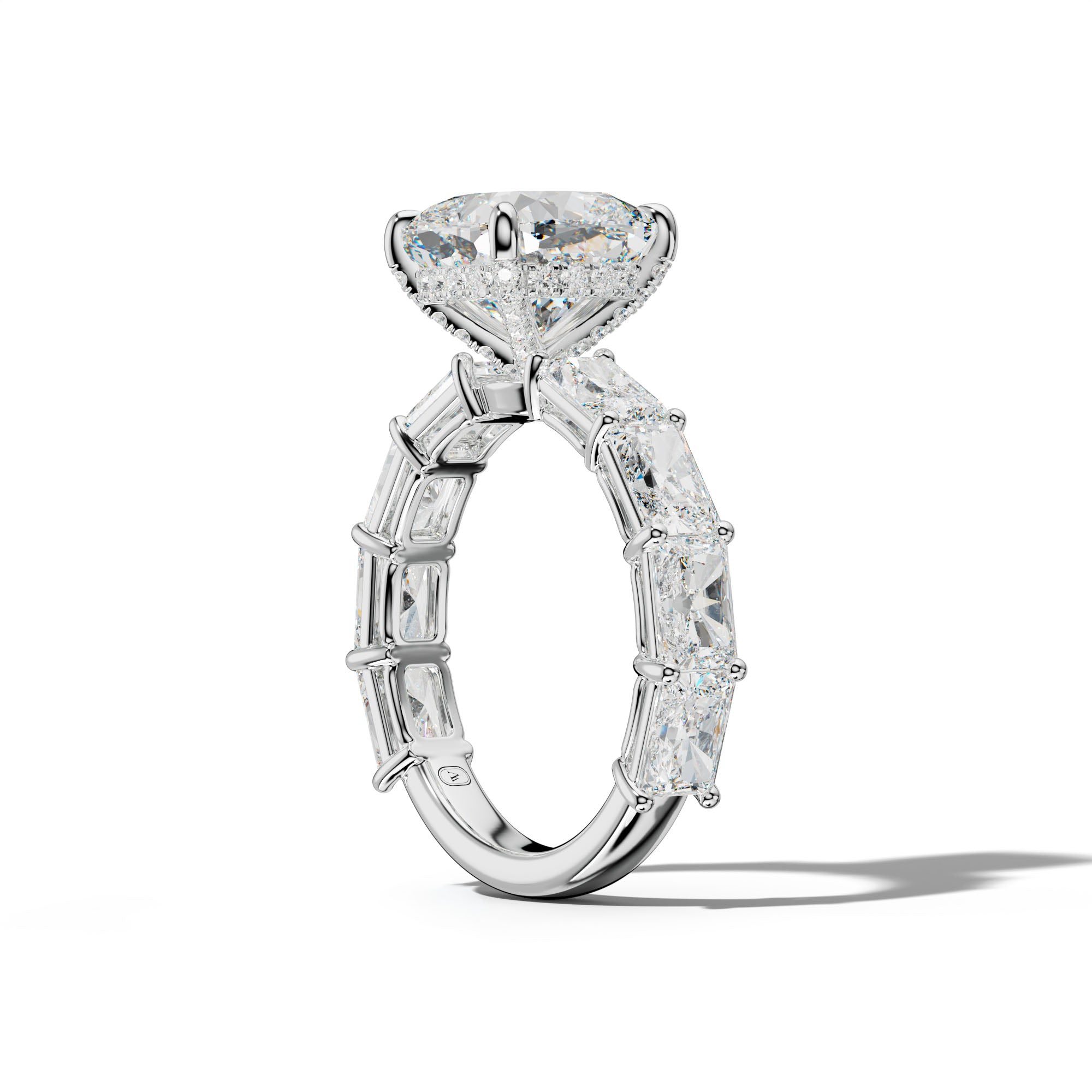 Raelynn Cushion Diamond Engagement Ring With East West Radiant Side Stones