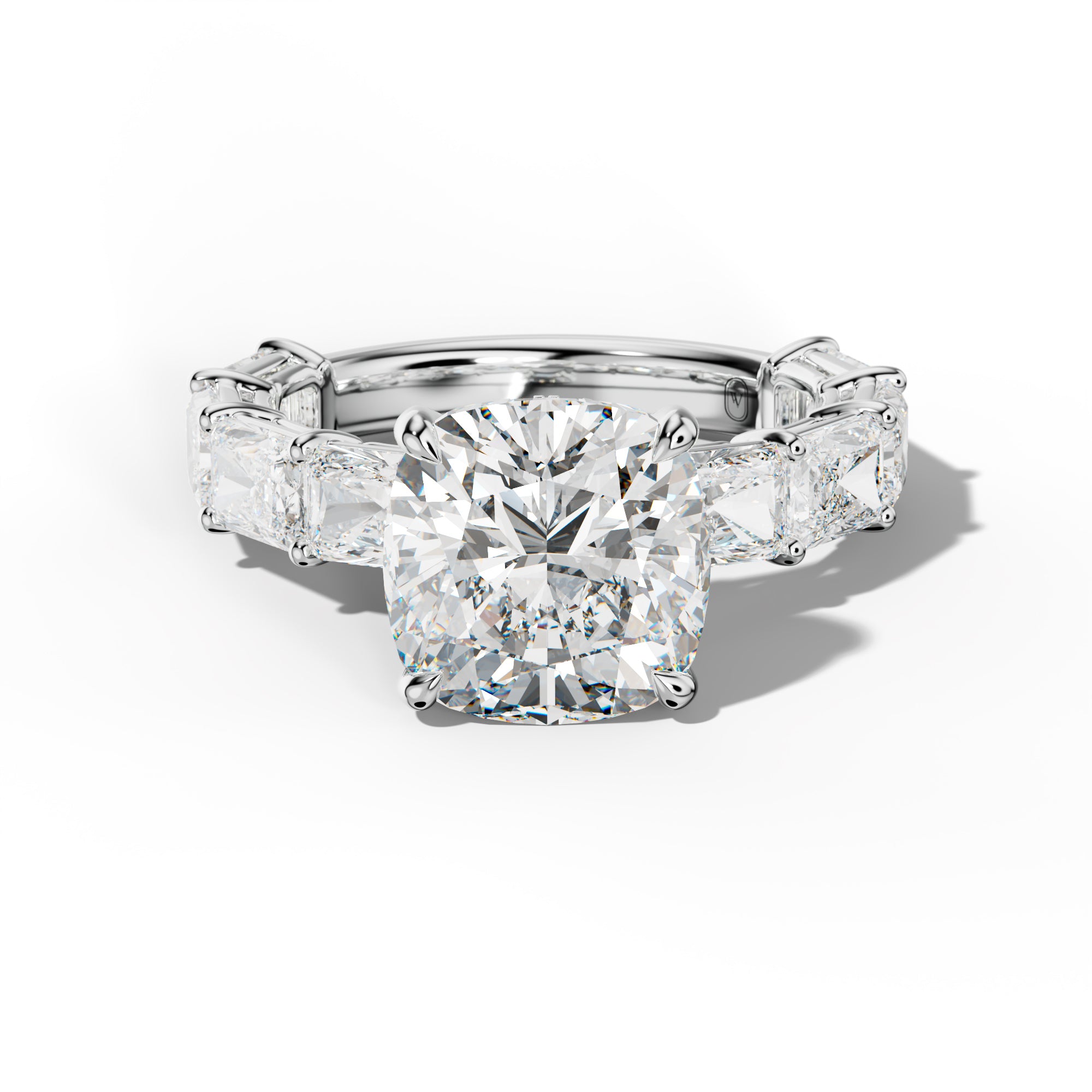 Raelynn Cushion Diamond Engagement Ring With East West Radiant Side Stones