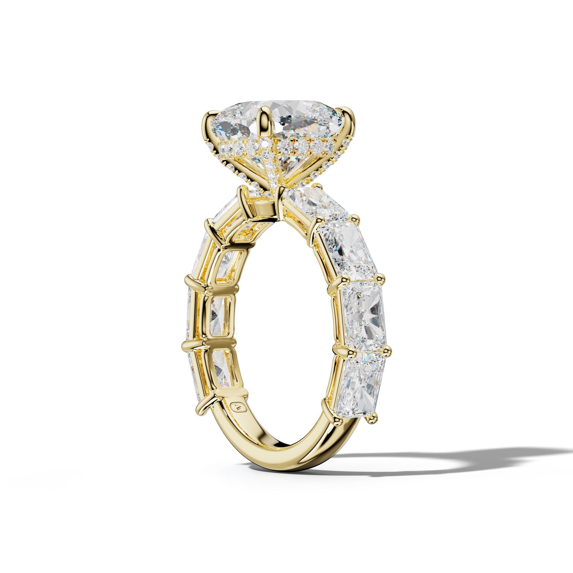 Raelynn Cushion Diamond Engagement Ring With East West Radiant Side Stones