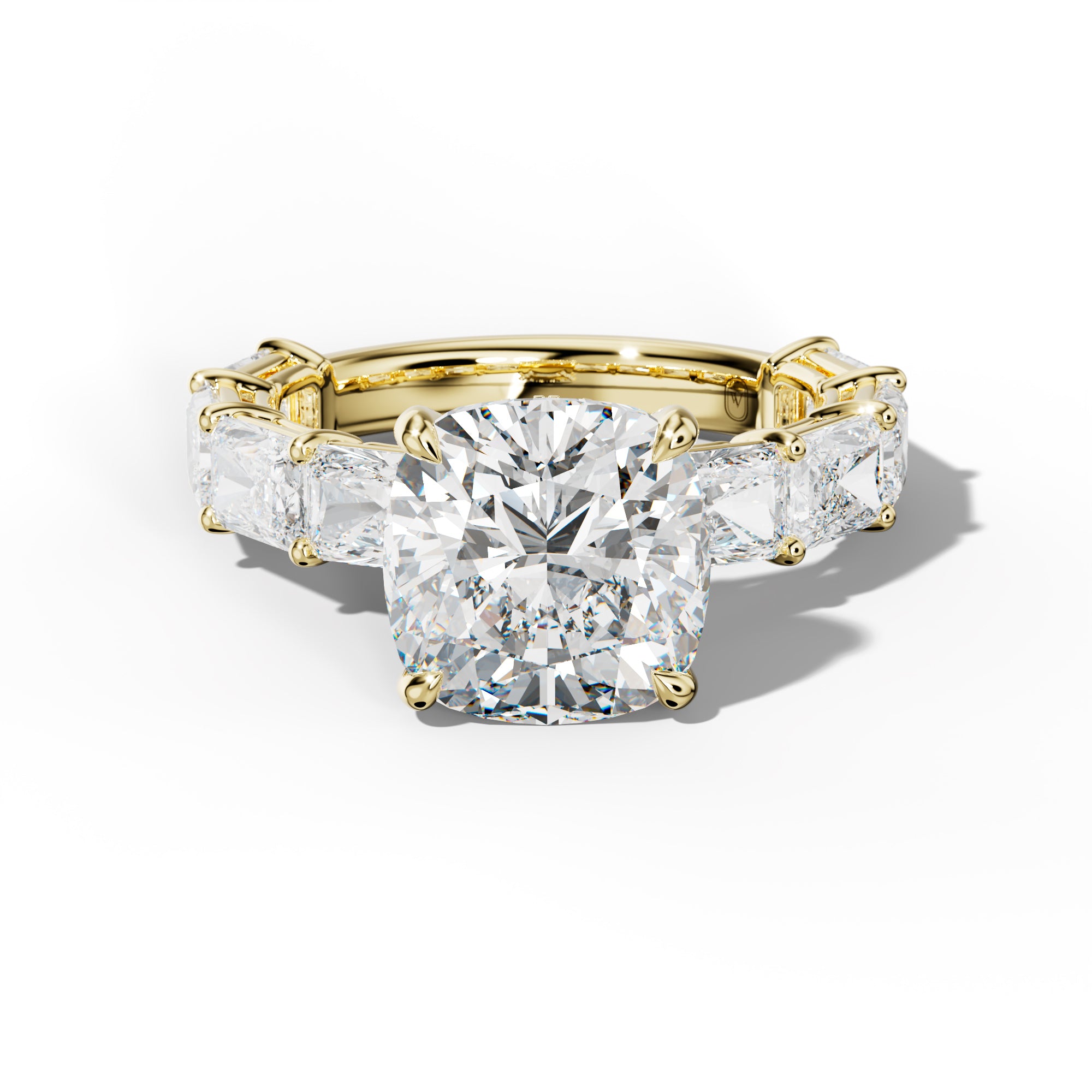 Raelynn Cushion Diamond Engagement Ring With East West Radiant Side Stones