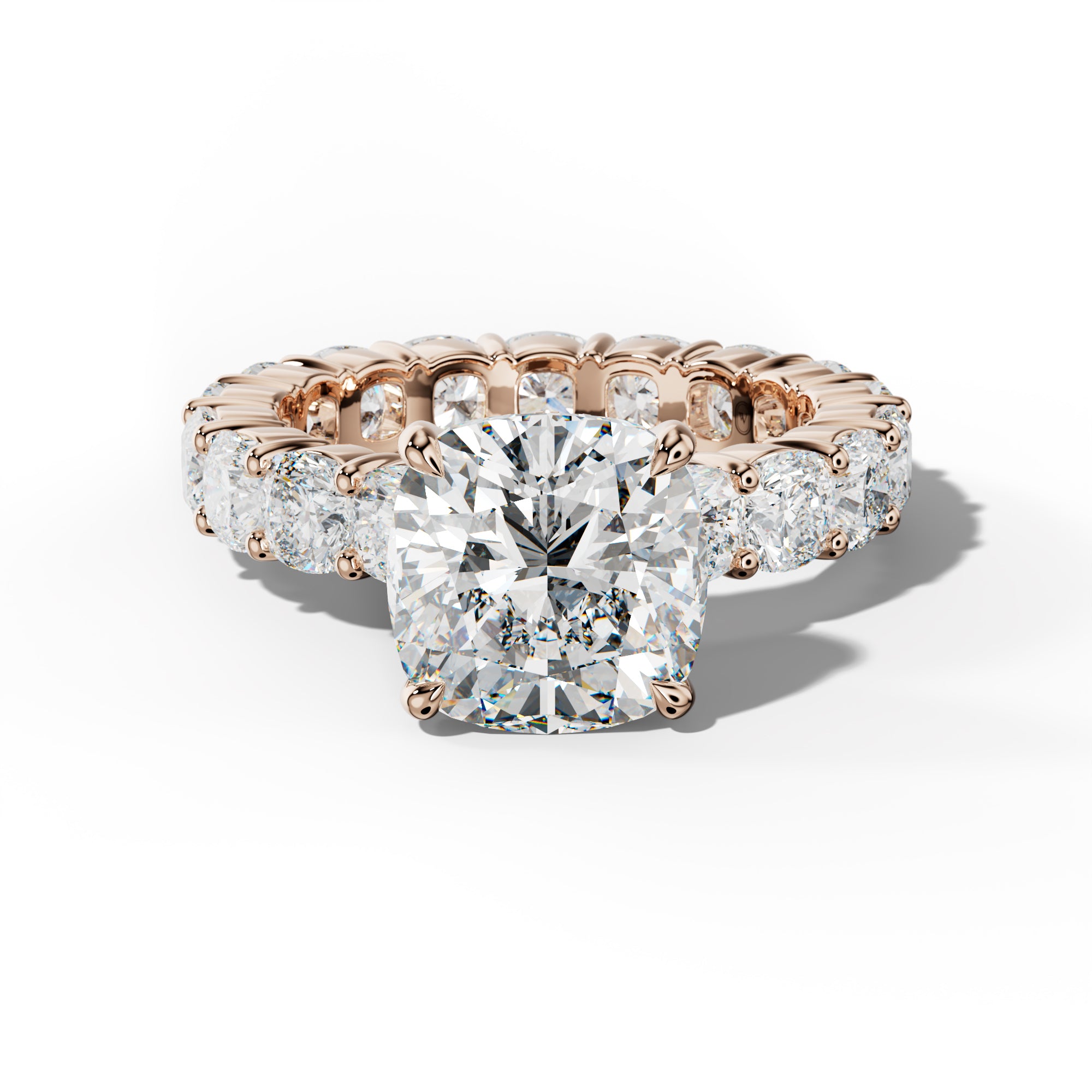 Teagan Cushion Diamond Engagement Ring With Cushion Side Stones