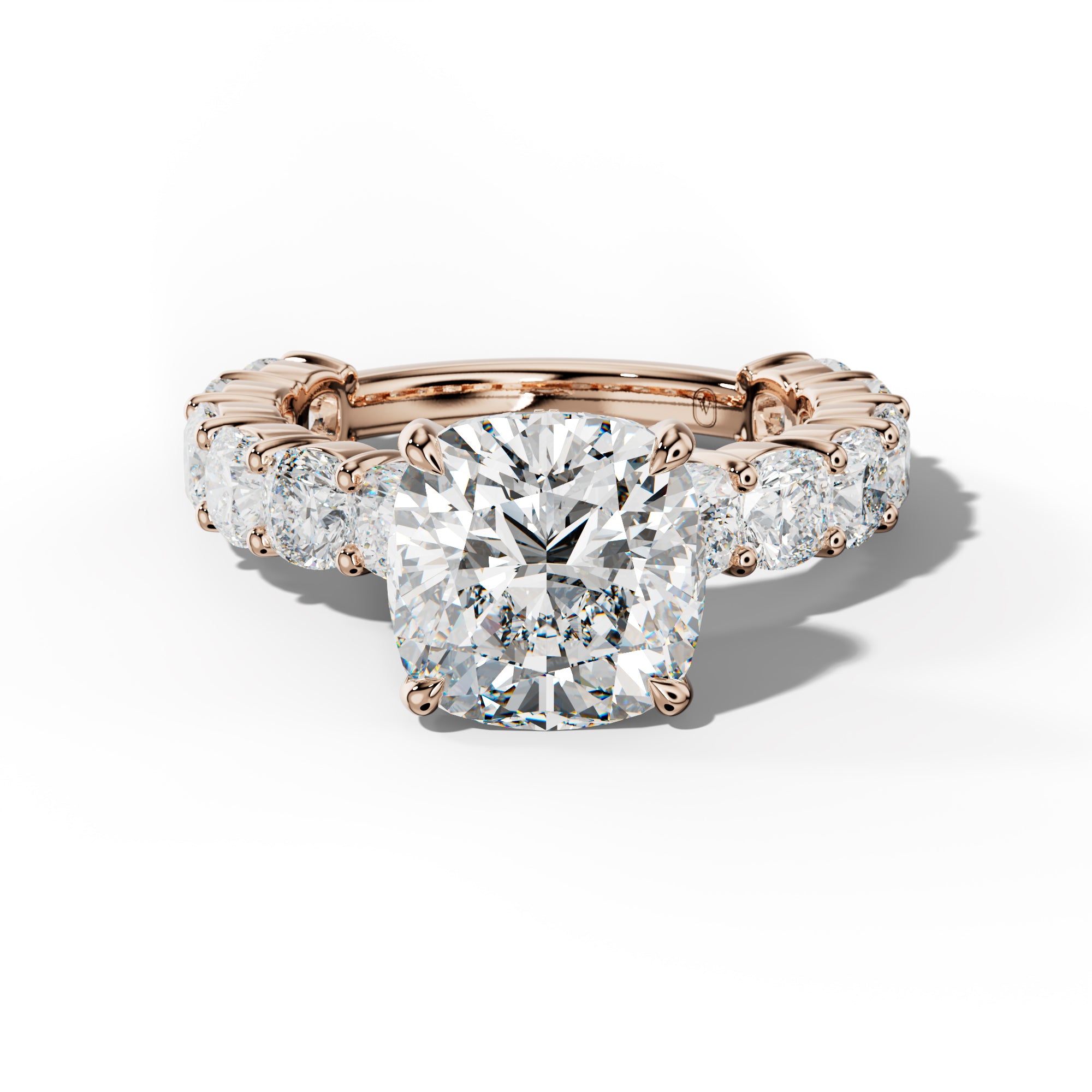 Scottie Cushion Diamond Engagement Ring With Cushion Side Stones