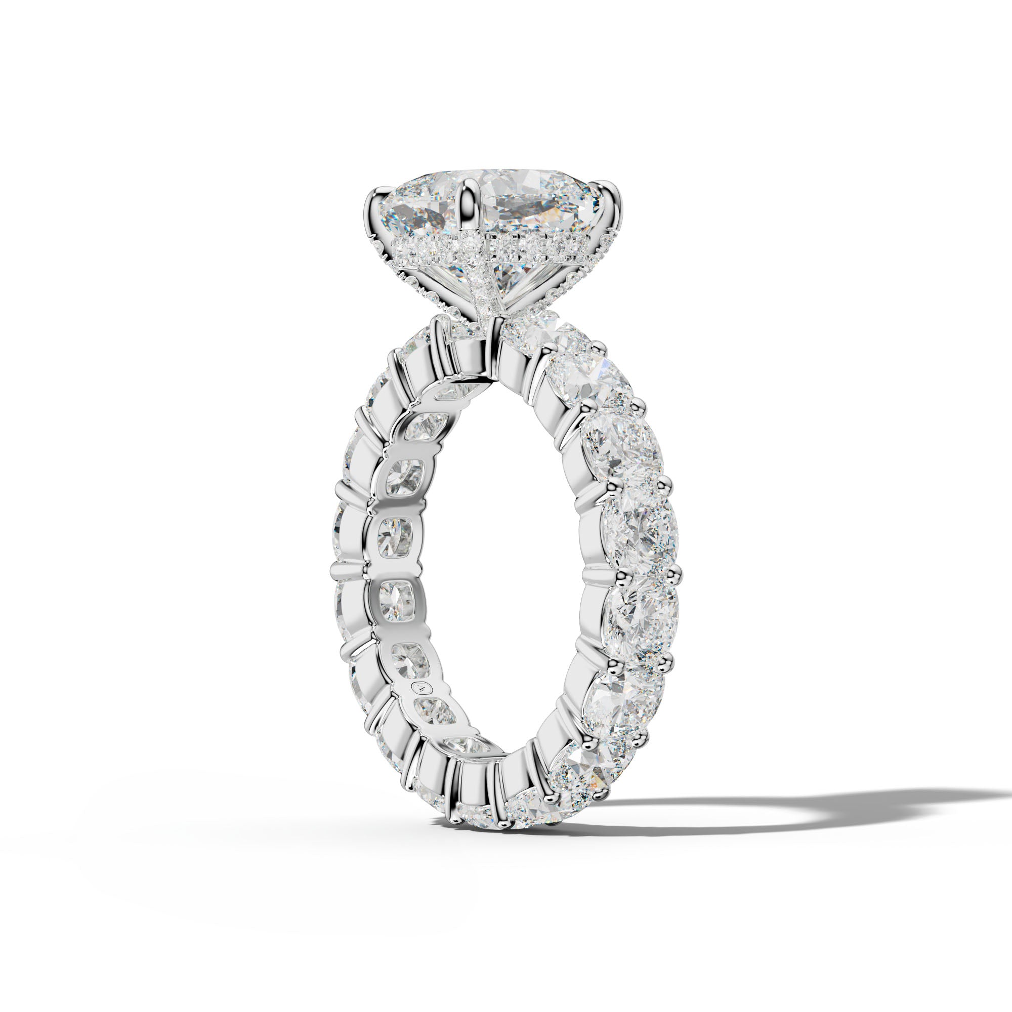 Teagan Cushion Diamond Engagement Ring With Cushion Side Stones