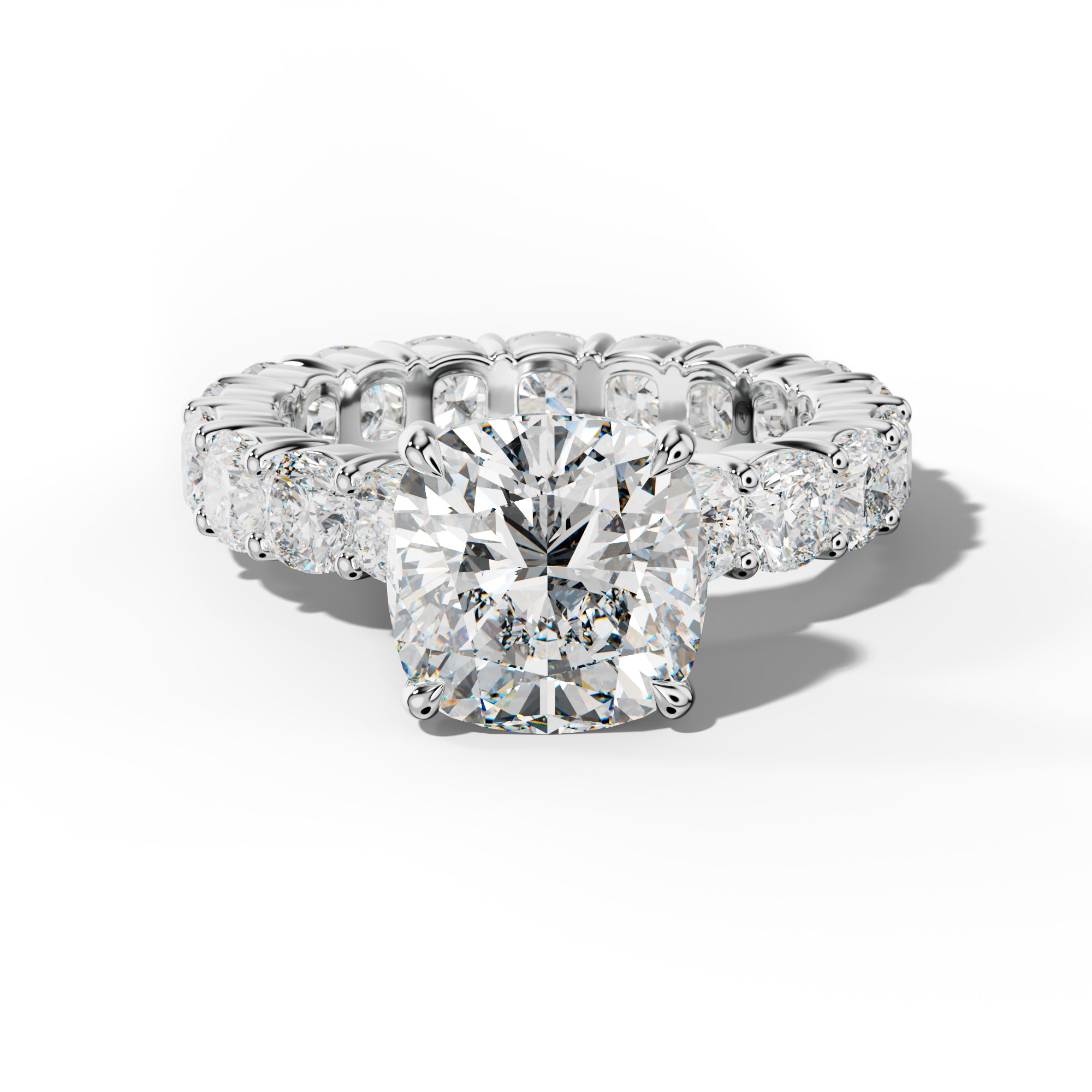 Teagan Cushion Diamond Engagement Ring With Cushion Side Stones