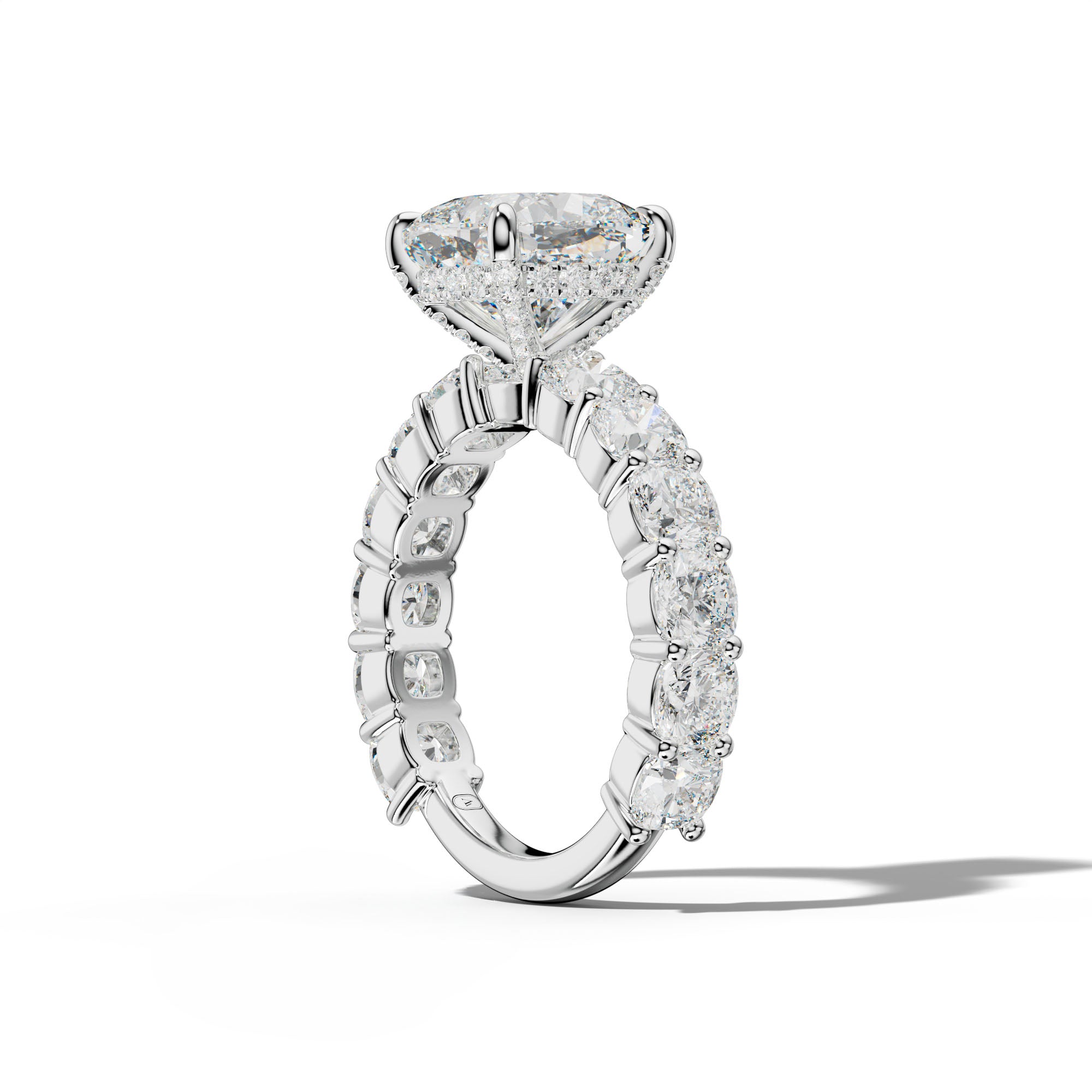 Scottie Cushion Diamond Engagement Ring With Cushion Side Stones
