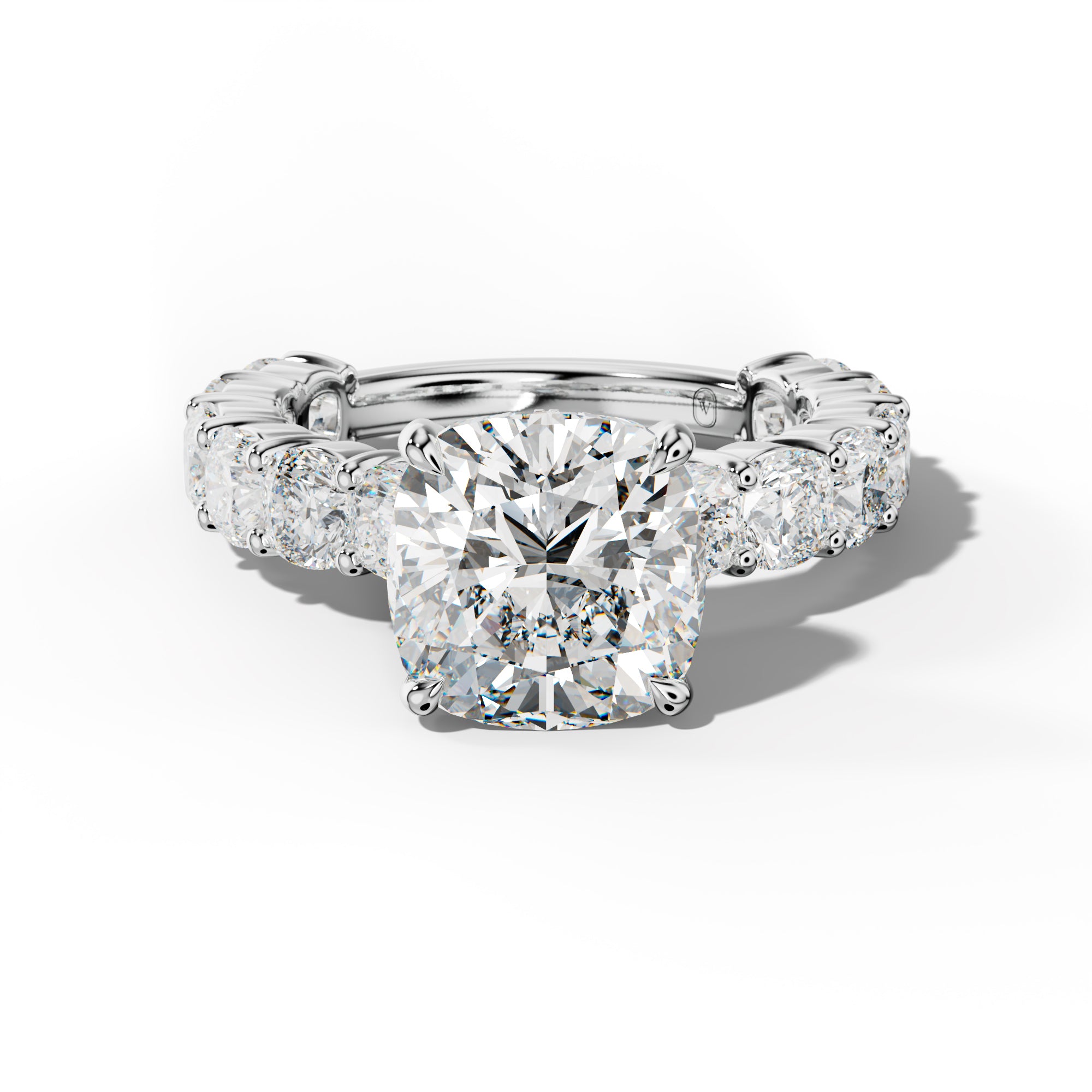 Scottie Cushion Diamond Engagement Ring With Cushion Side Stones