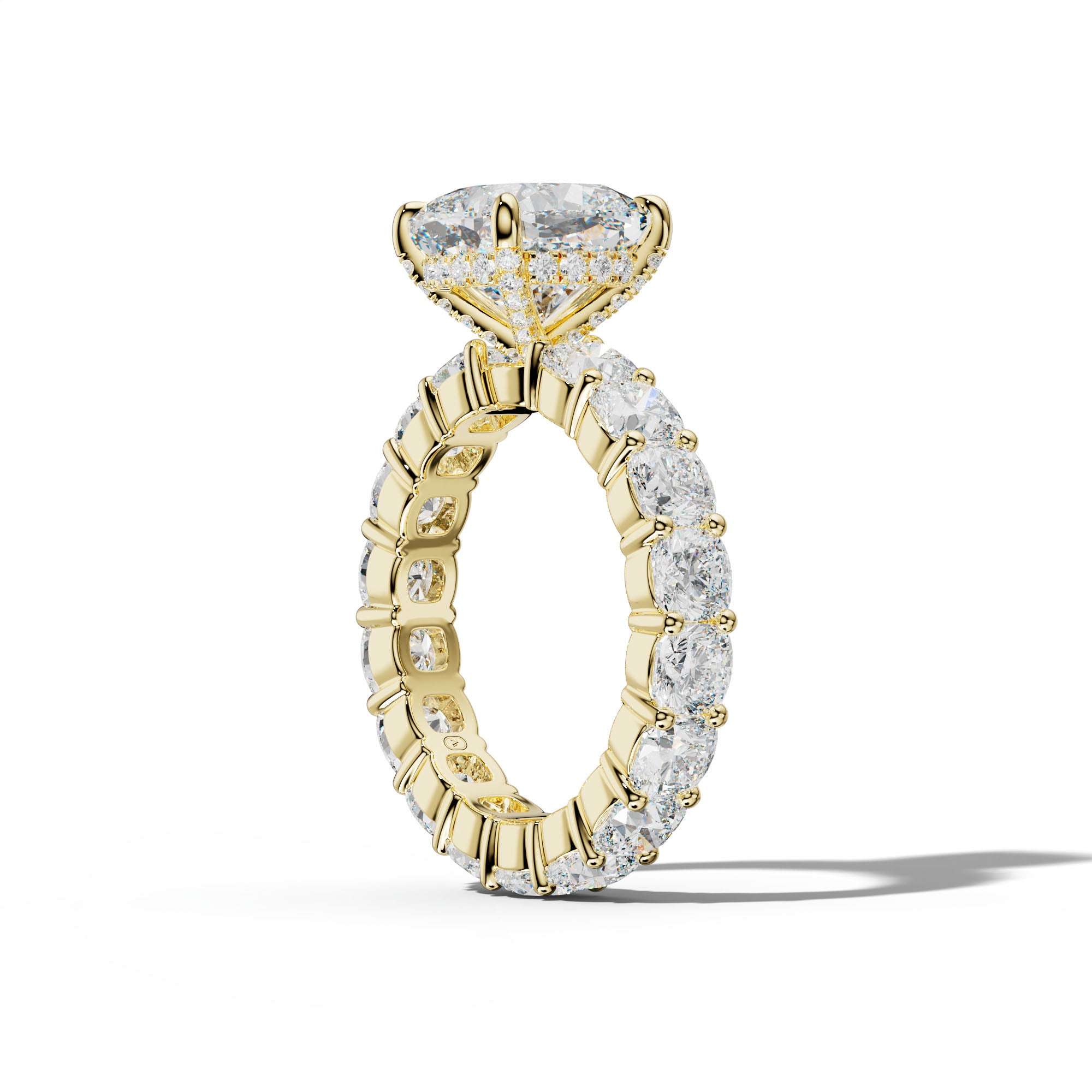 Teagan Cushion Diamond Engagement Ring With Cushion Side Stones
