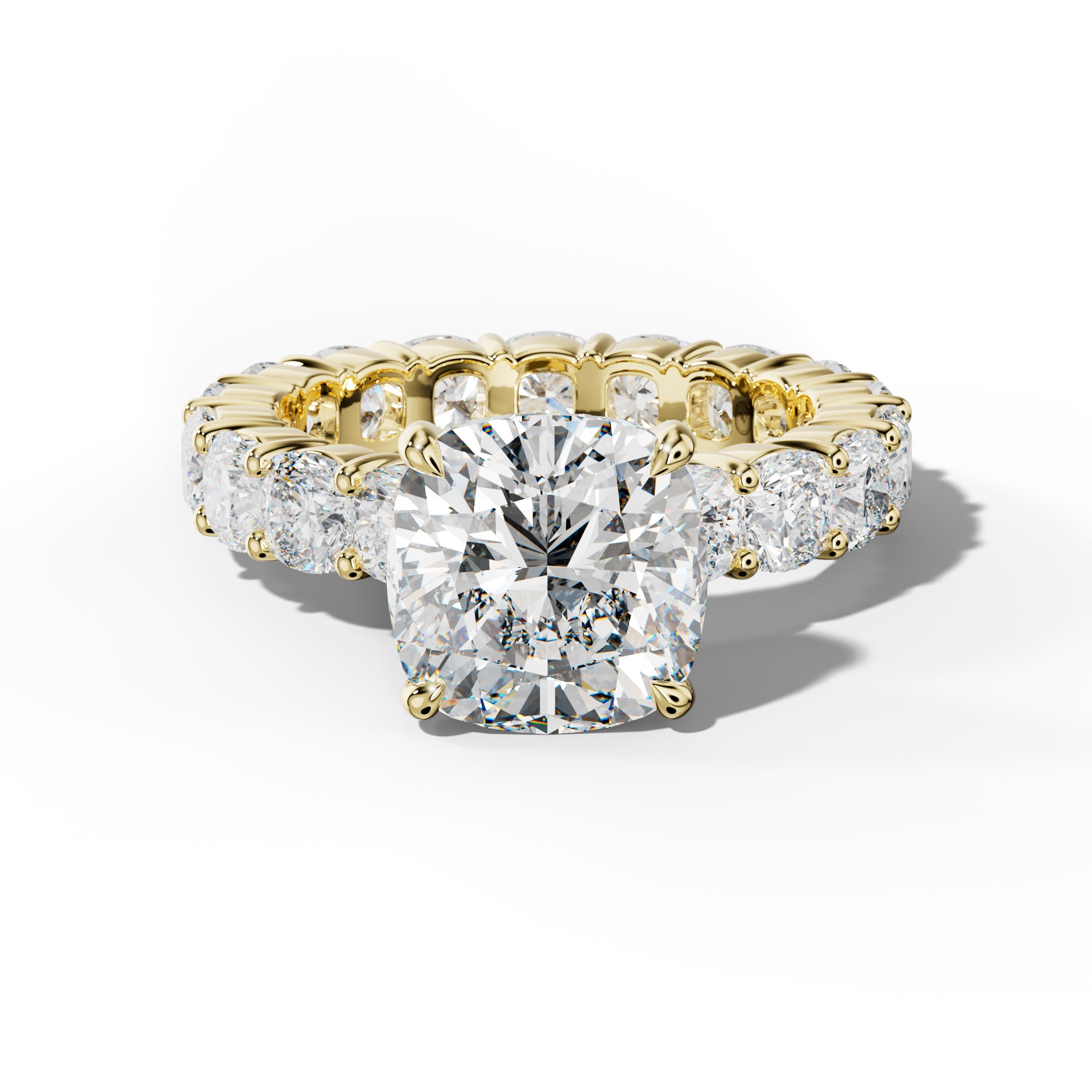 Teagan Cushion Diamond Engagement Ring With Cushion Side Stones