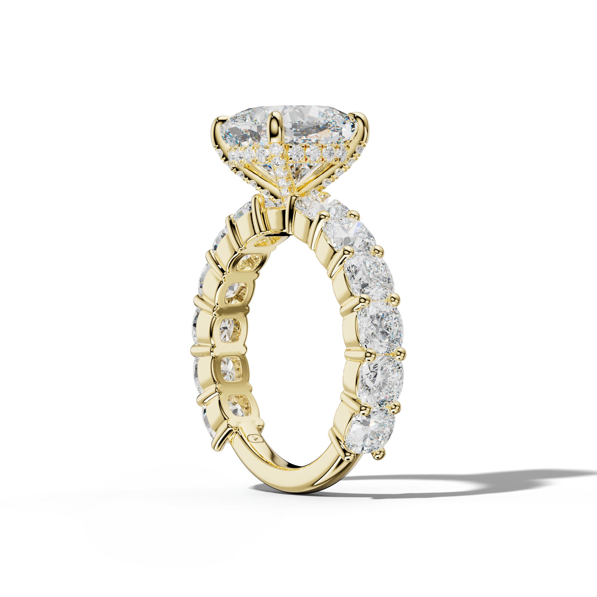 Scottie Cushion Diamond Engagement Ring With Cushion Side Stones
