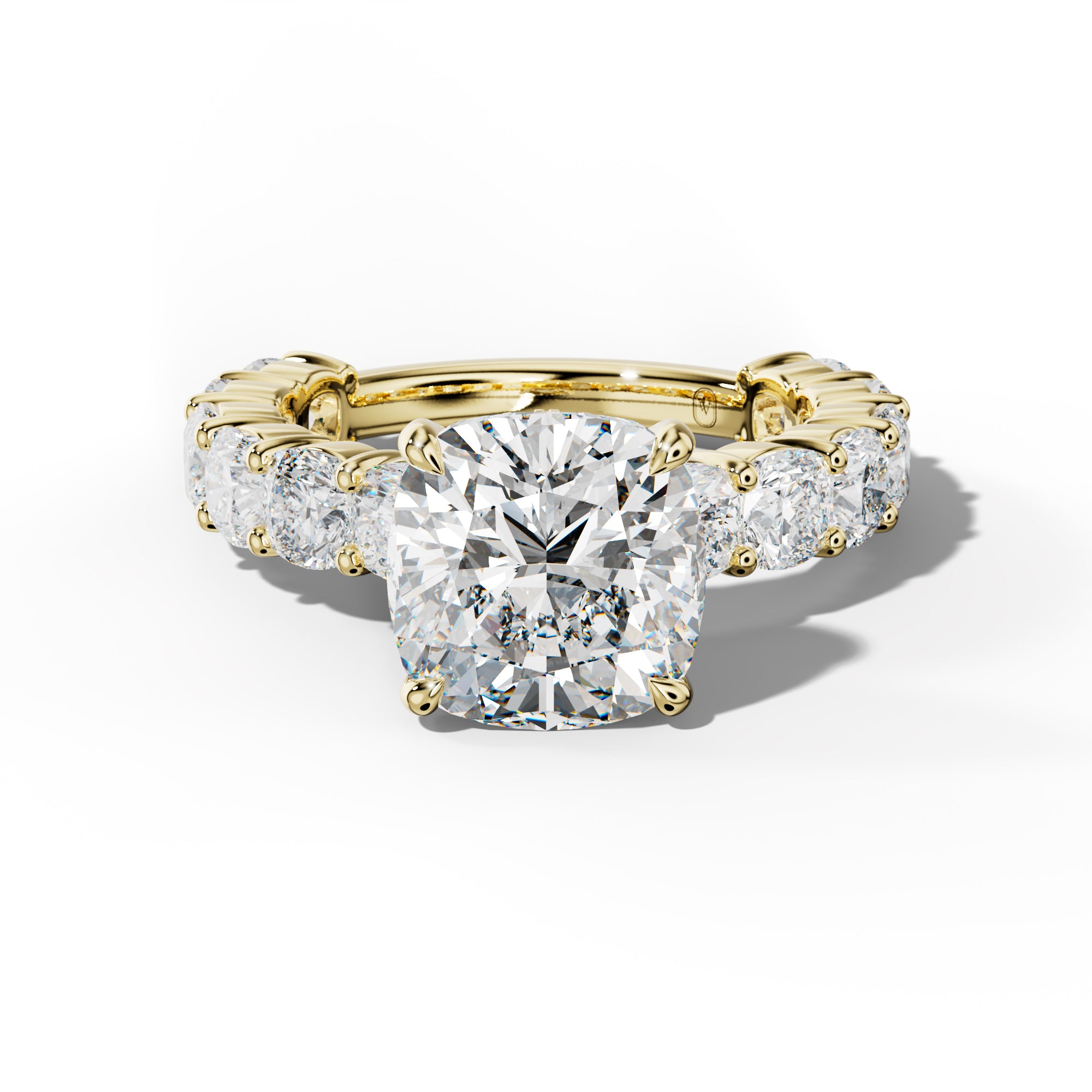 Scottie Cushion Diamond Engagement Ring With Cushion Side Stones