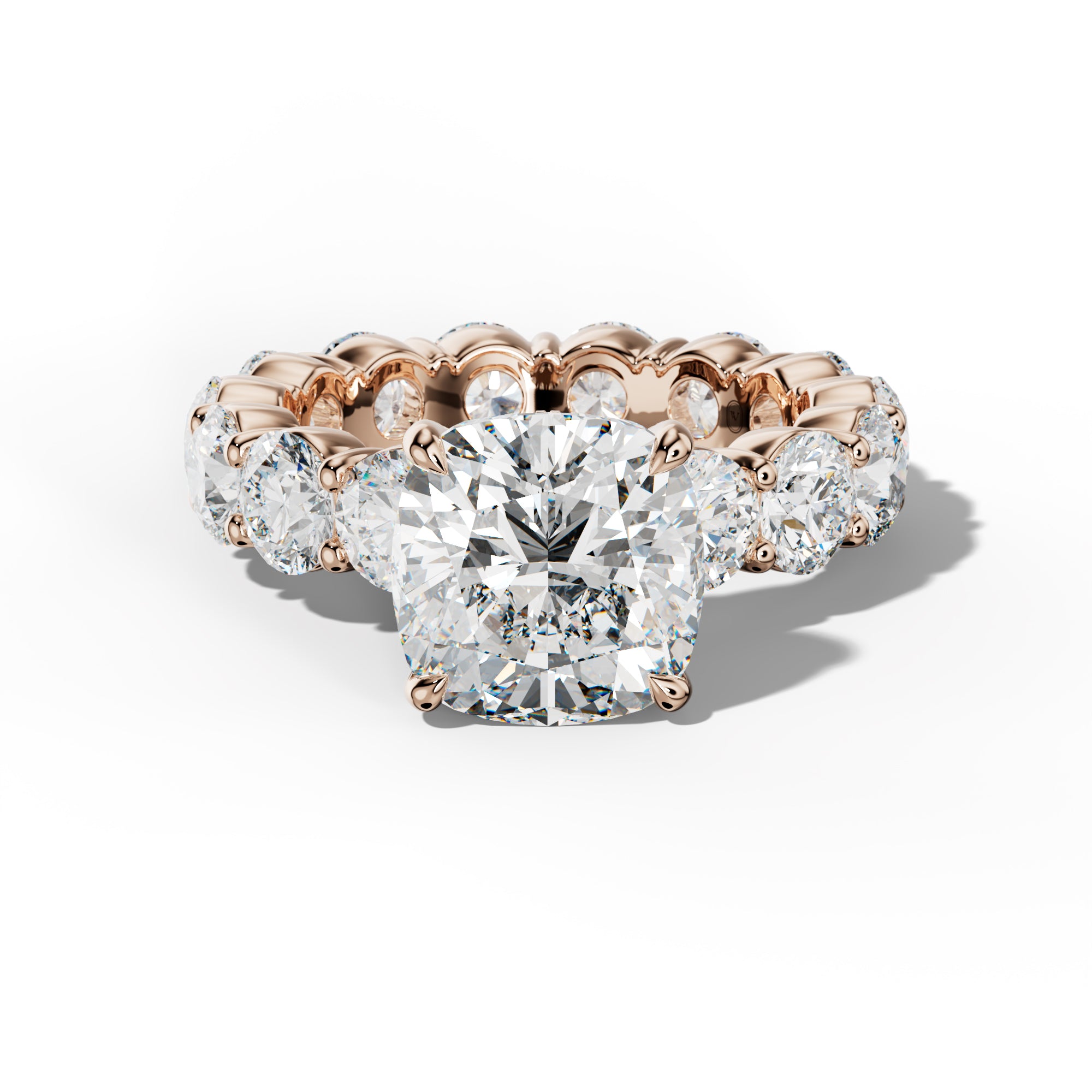 Fernanda Cushion Diamond Engagement Ring With Round Side Stones