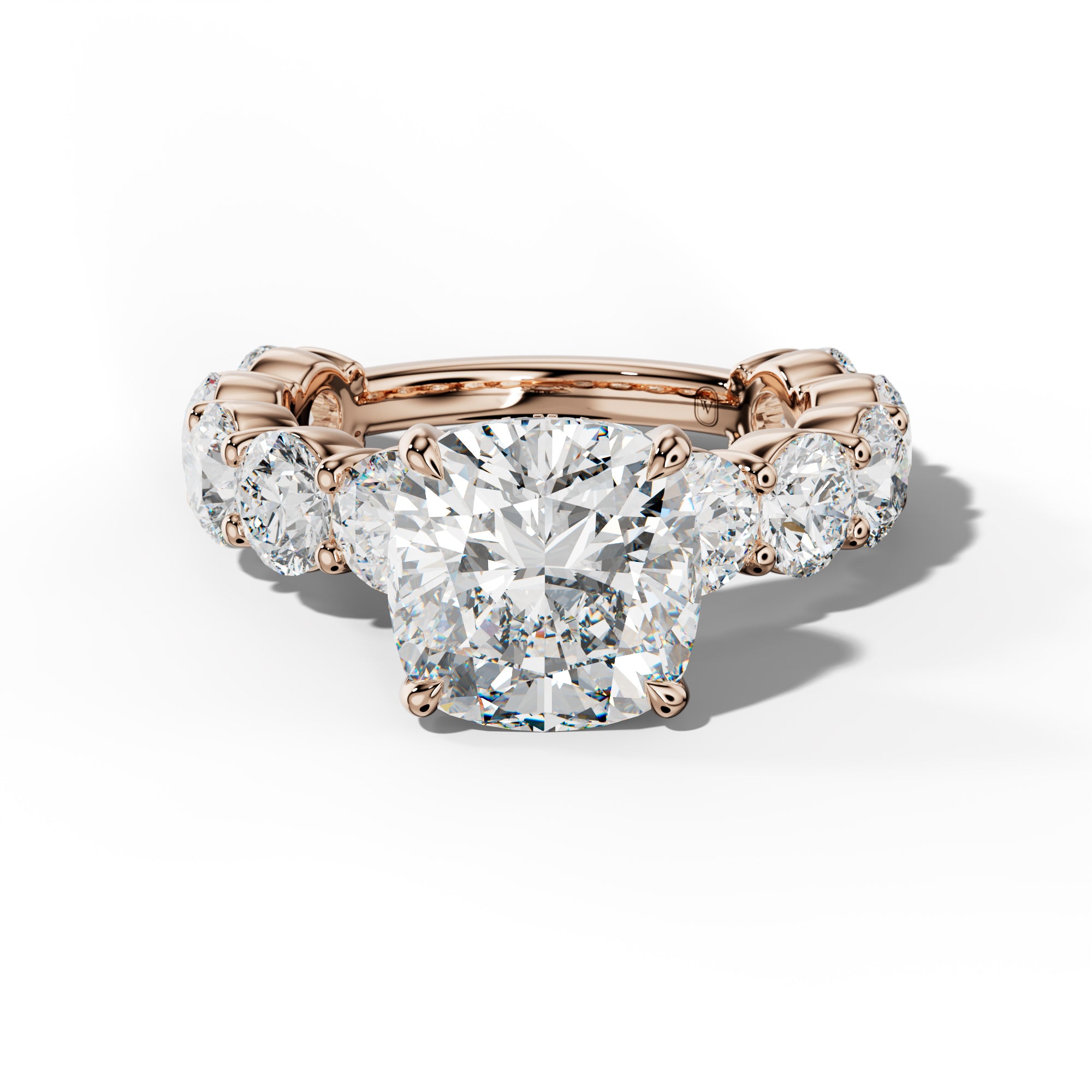Marley Cushion Diamond Engagement Ring With Round Side Stones
