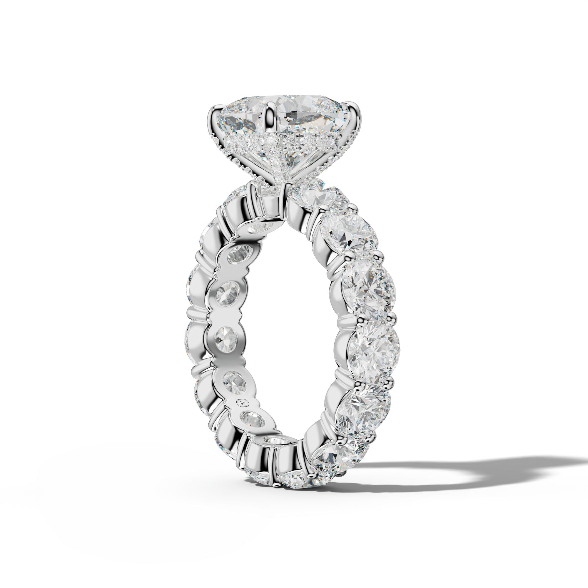 Fernanda Cushion Diamond Engagement Ring With Round Side Stones
