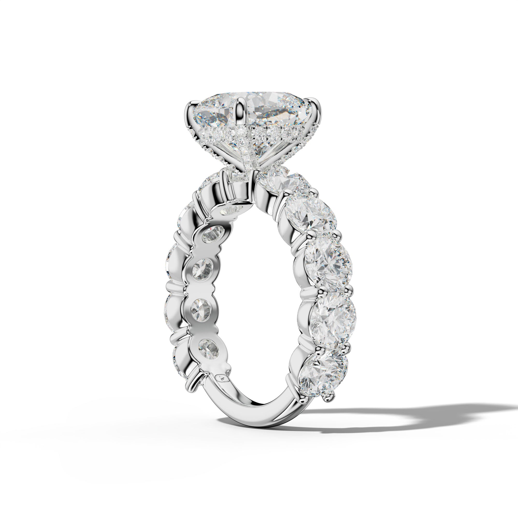 Marley Cushion Diamond Engagement Ring With Round Side Stones