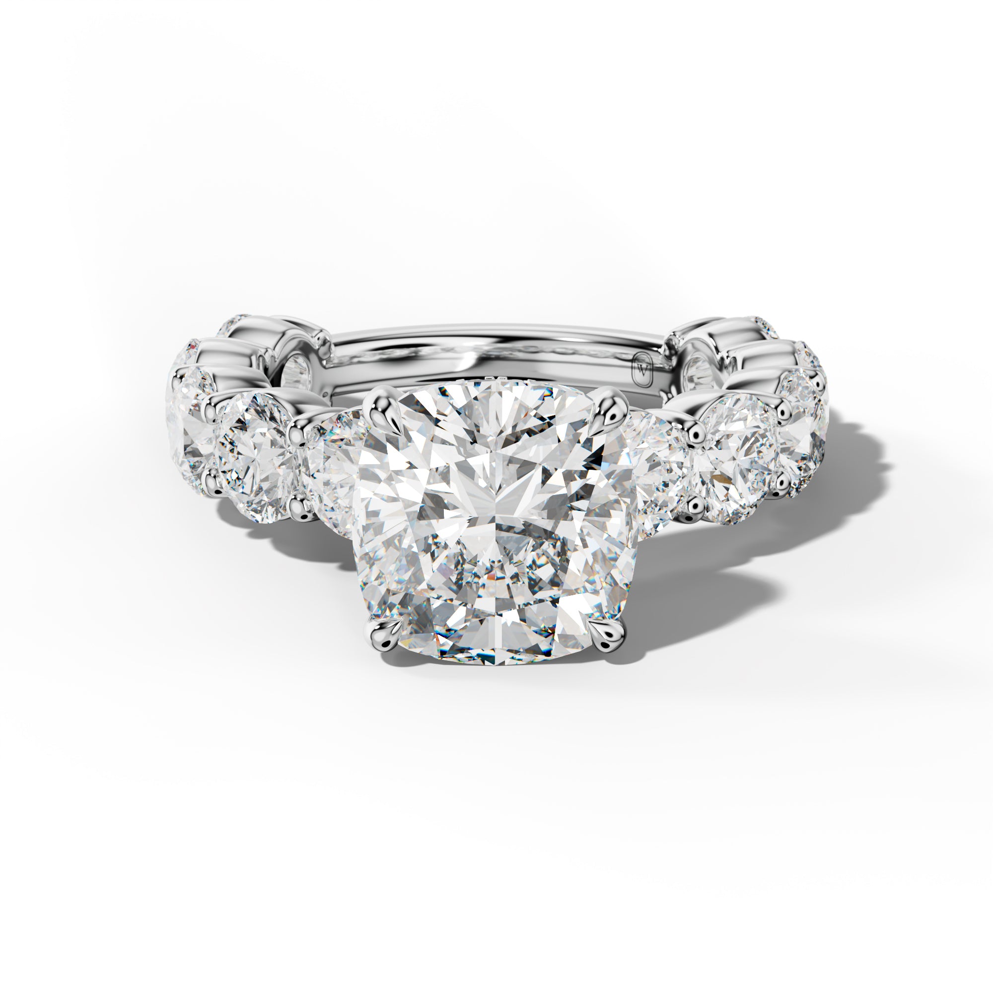 Marley Cushion Diamond Engagement Ring With Round Side Stones